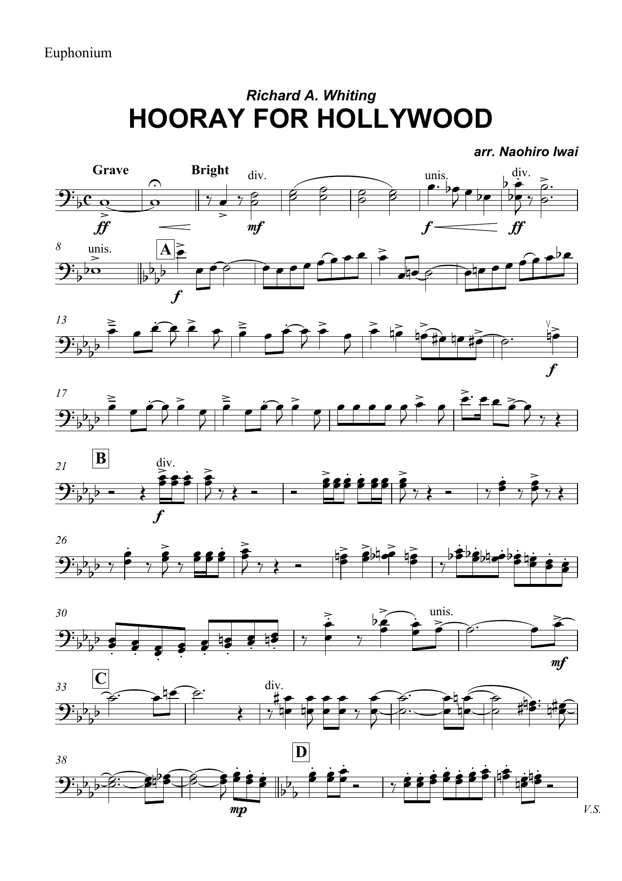 Hooray for Hollywood Euphonium — concert_band sheet music arranged by Naohiro Iwai | Film Music