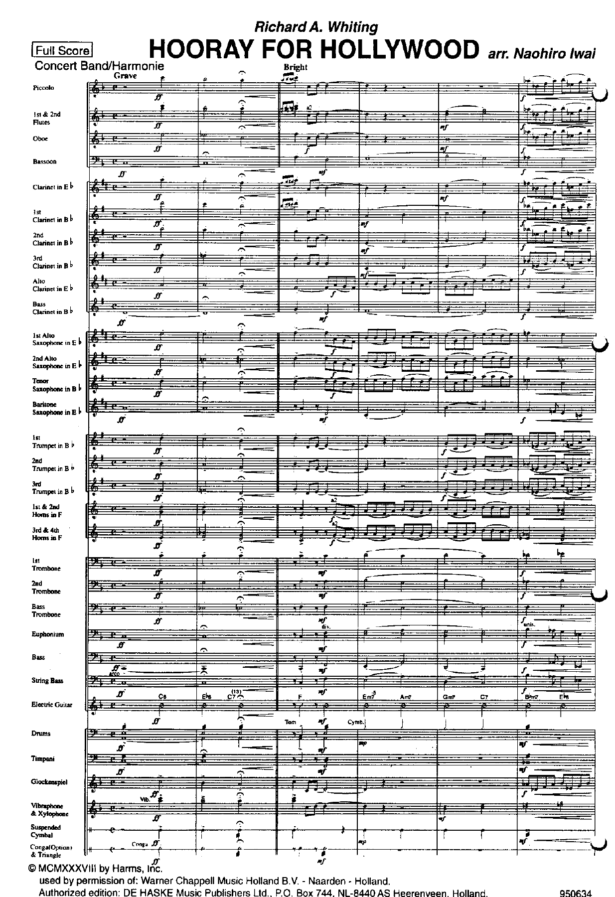 Hooray for Hollywood Guion score — sheet music cover (first page)