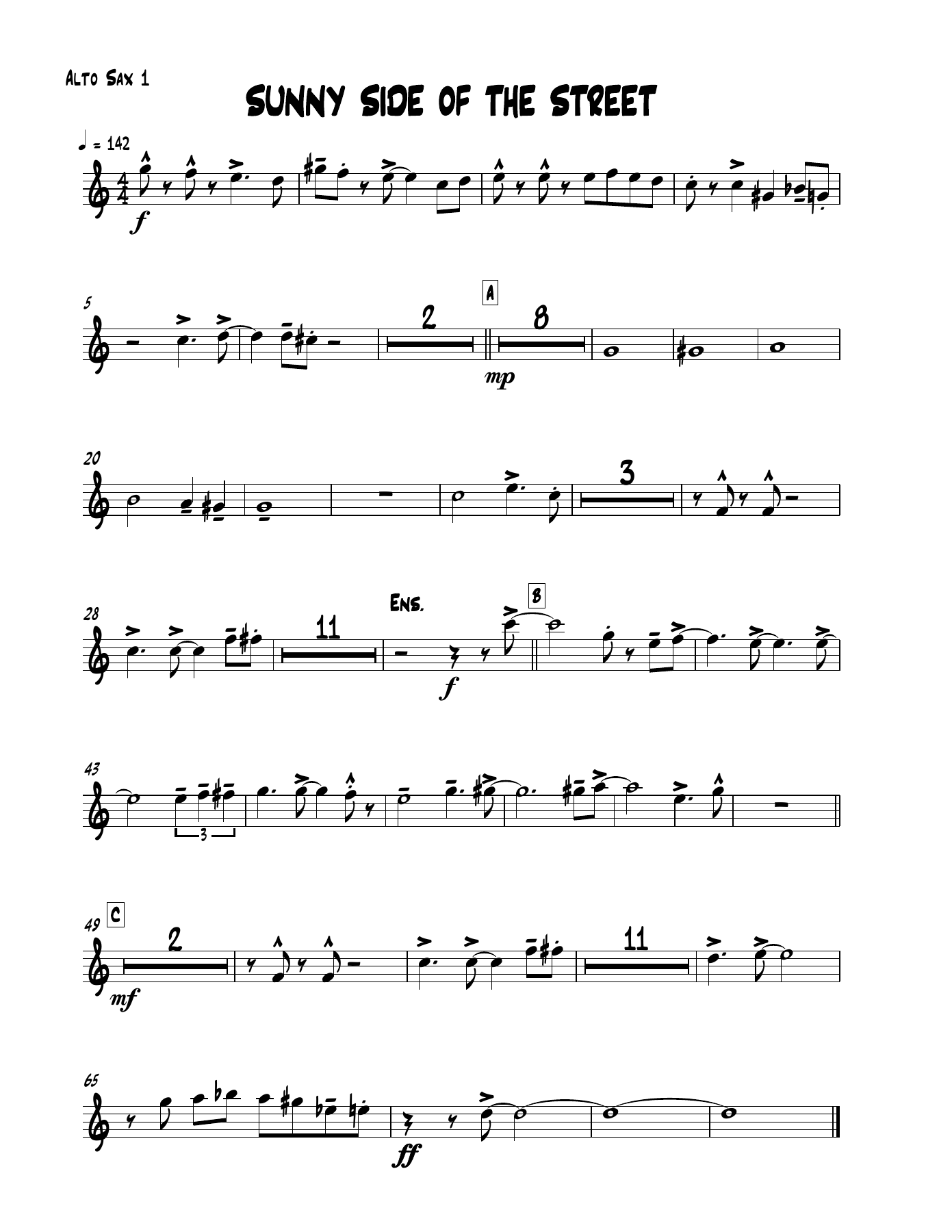 01 Alto Sax — sheet music cover (first page)
