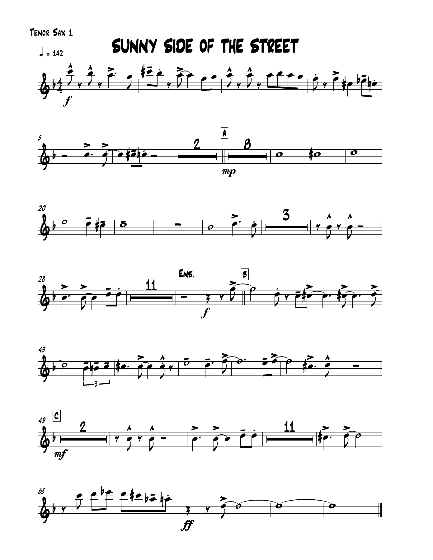 03 Tenor Sax — big_band_vocal sheet music arranged by Mr. X | Jazz Standard