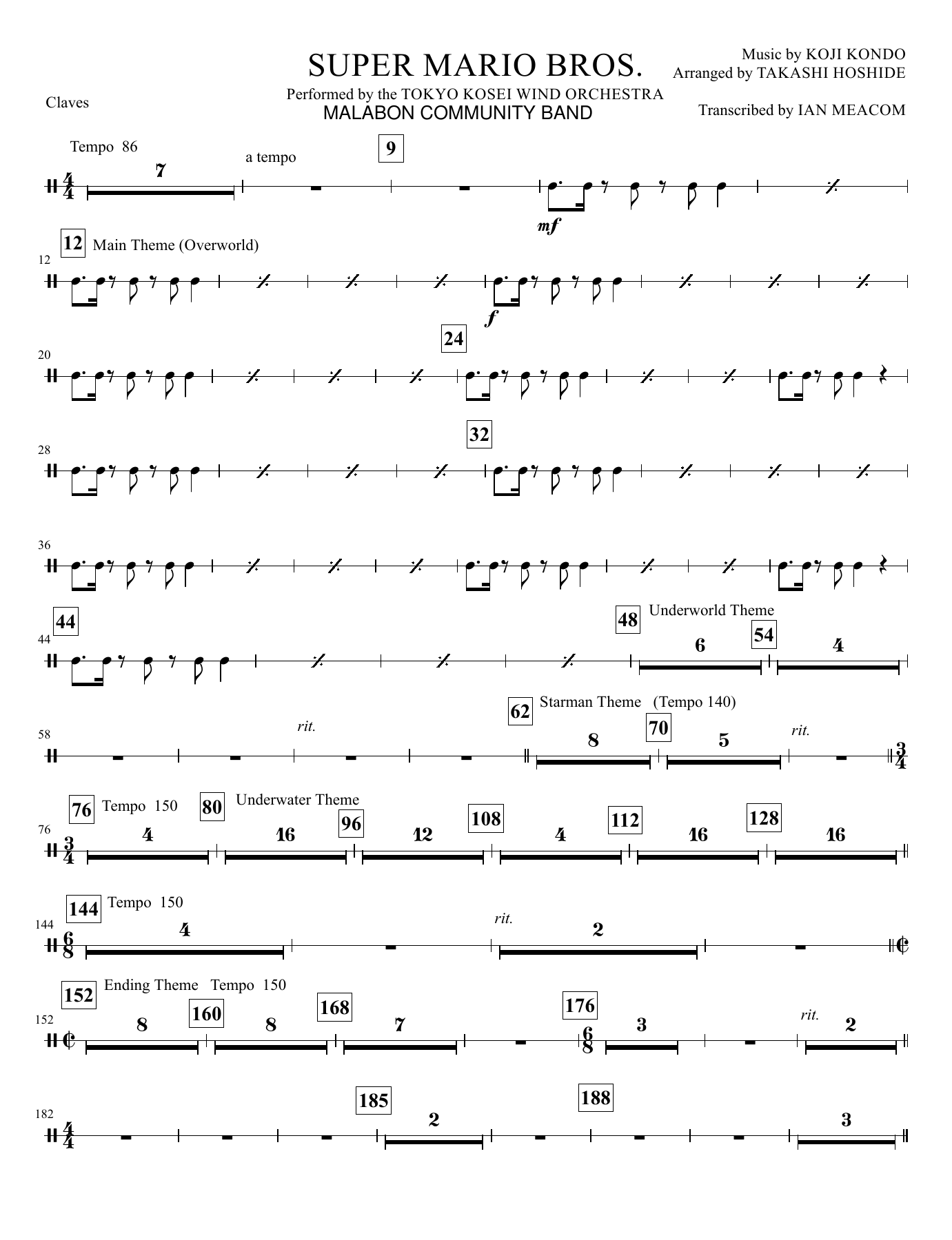 Claves — sheet music preview