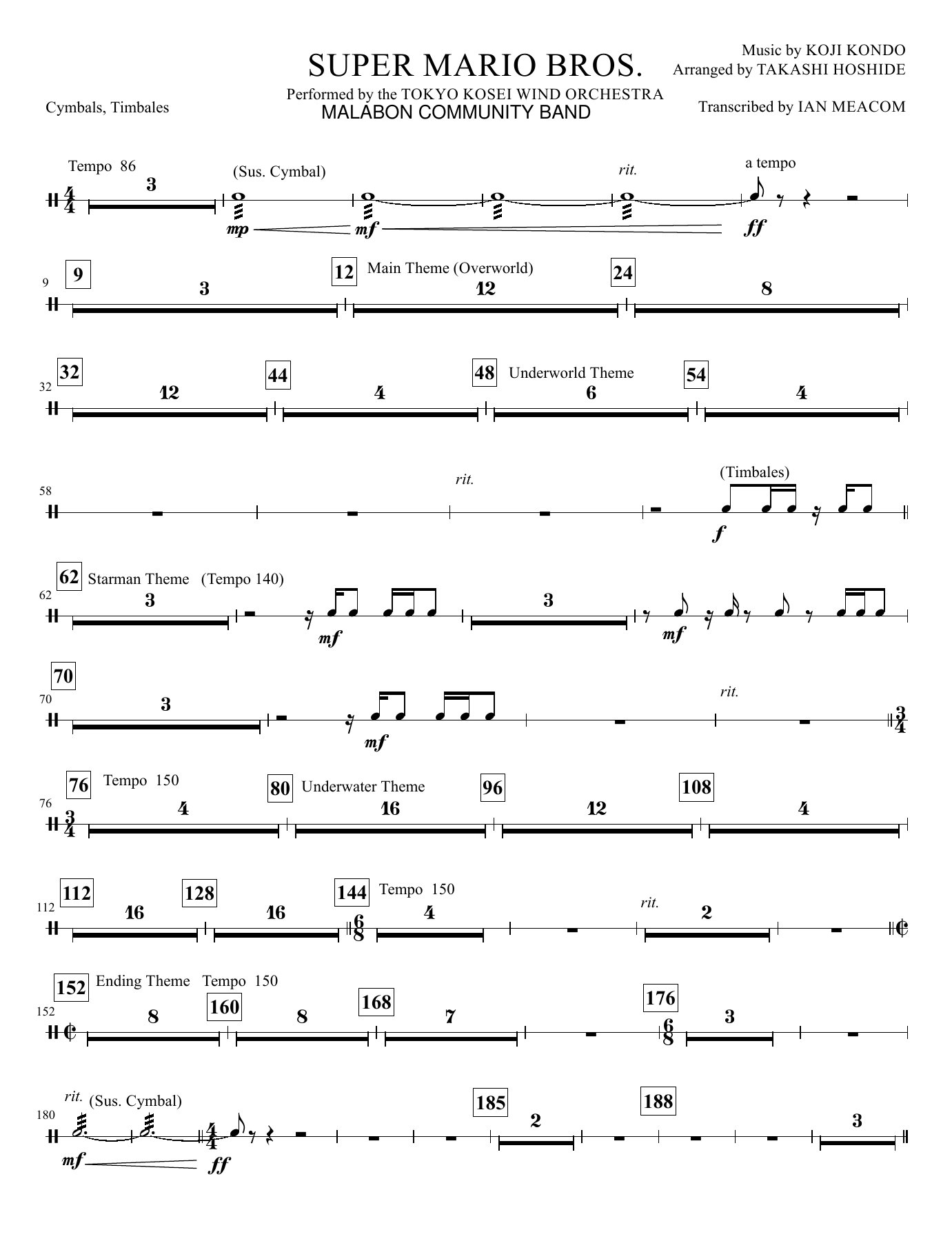 Cymbals, Timbales — sheet music cover (first page)