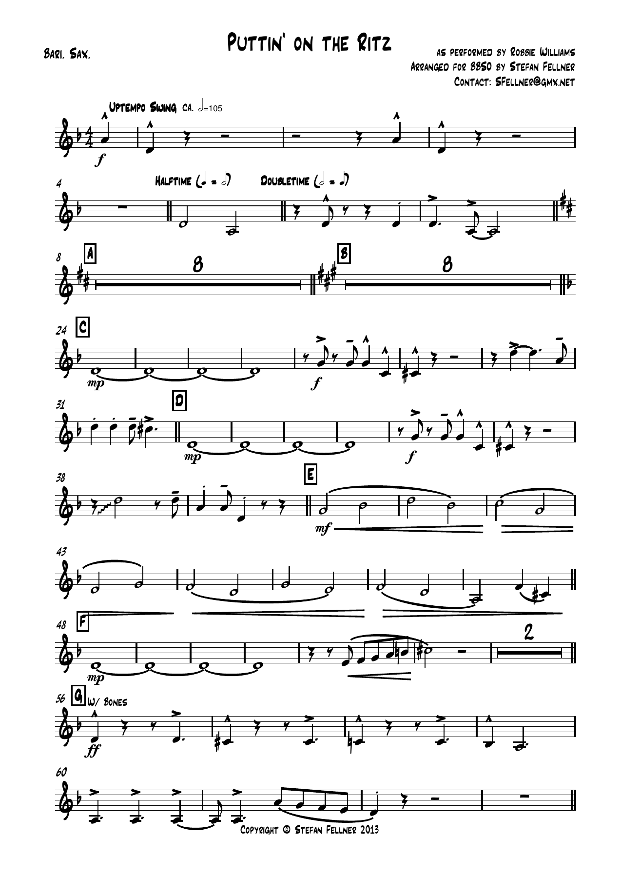 Puttin on the Ritz Bari — sheet music cover (first page)