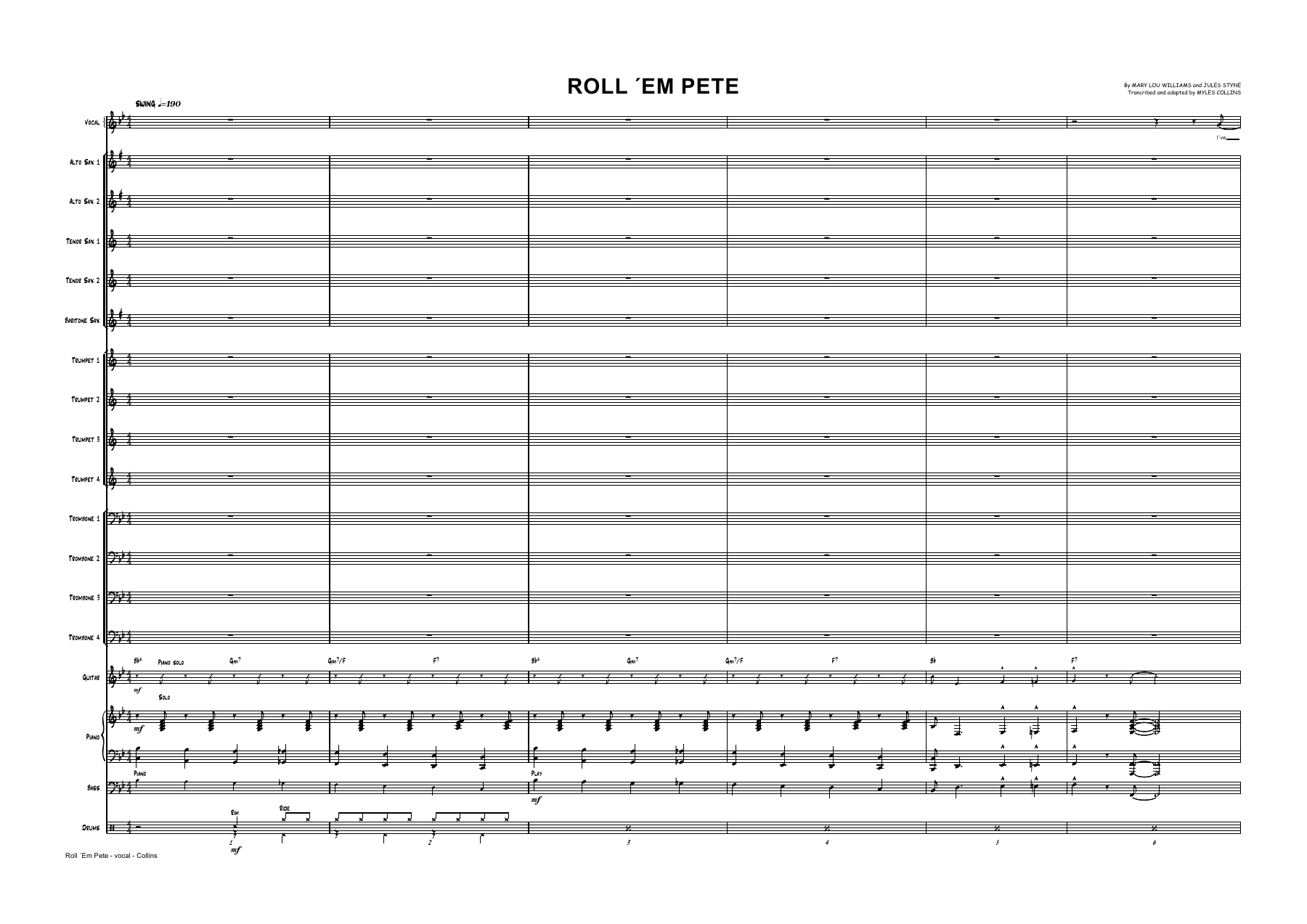 Roll Em Pete - vocal - Collins - Score and parts — sheet music preview