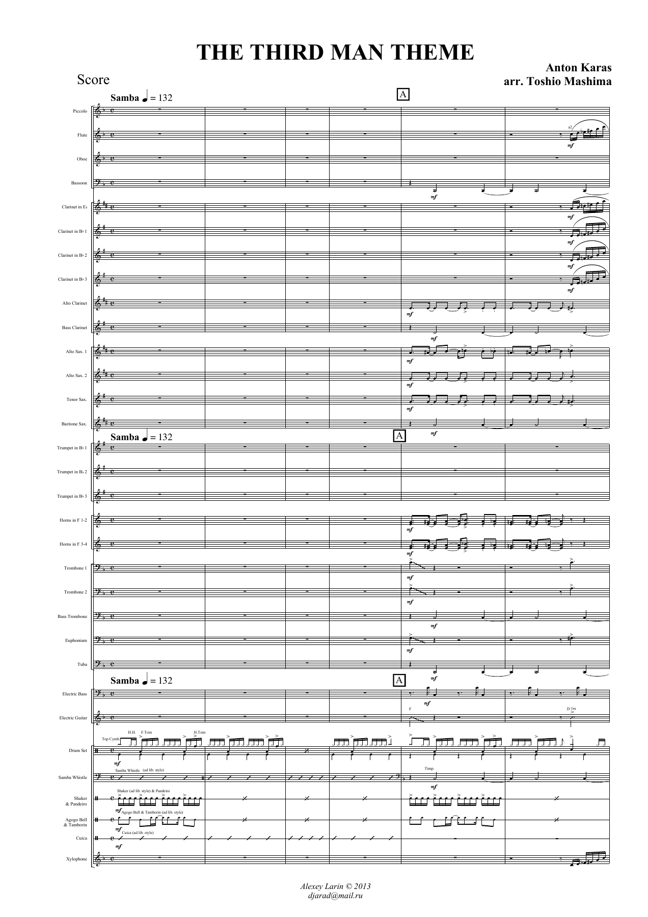 The Third Man Theme Anton Karas arr.Toshio Mashima — sheet music preview
