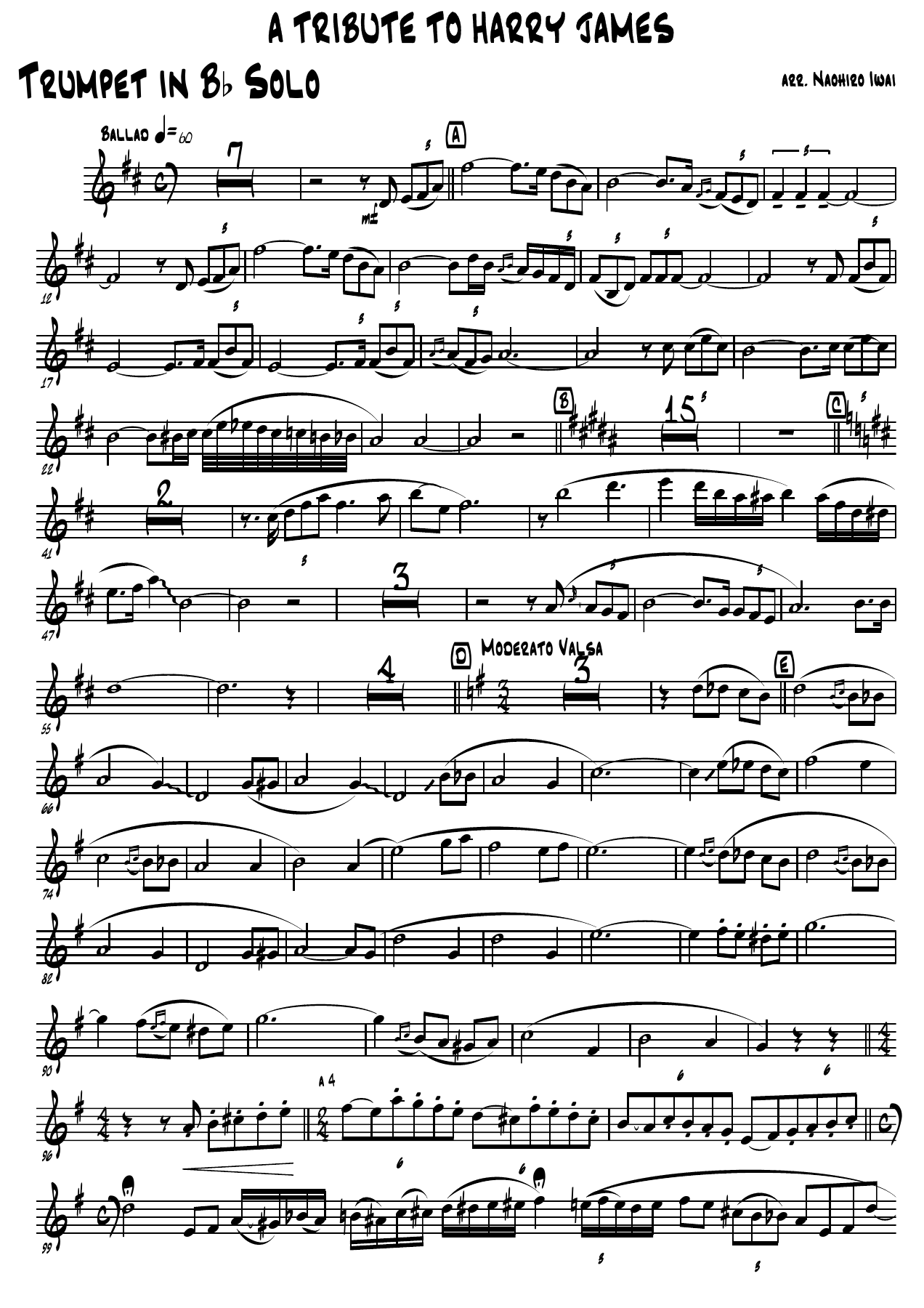 tribute to Harry James — sheet music preview