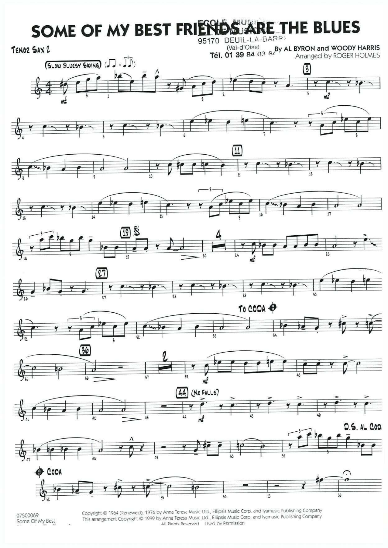 Some of my best - 04 Sax Tenor — Big Band Vocal sheet music by ROGER HOLMES | Jazz Standard