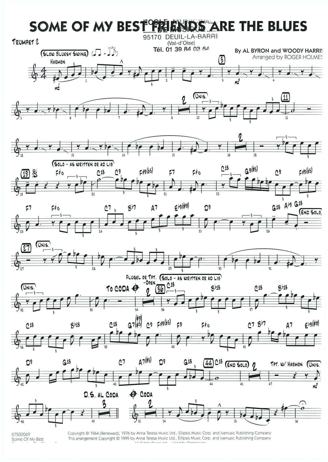 Some of my best - 07 Trompette — Big Band Vocal sheet music by ROGER HOLMES | Slow Bluesy Swing