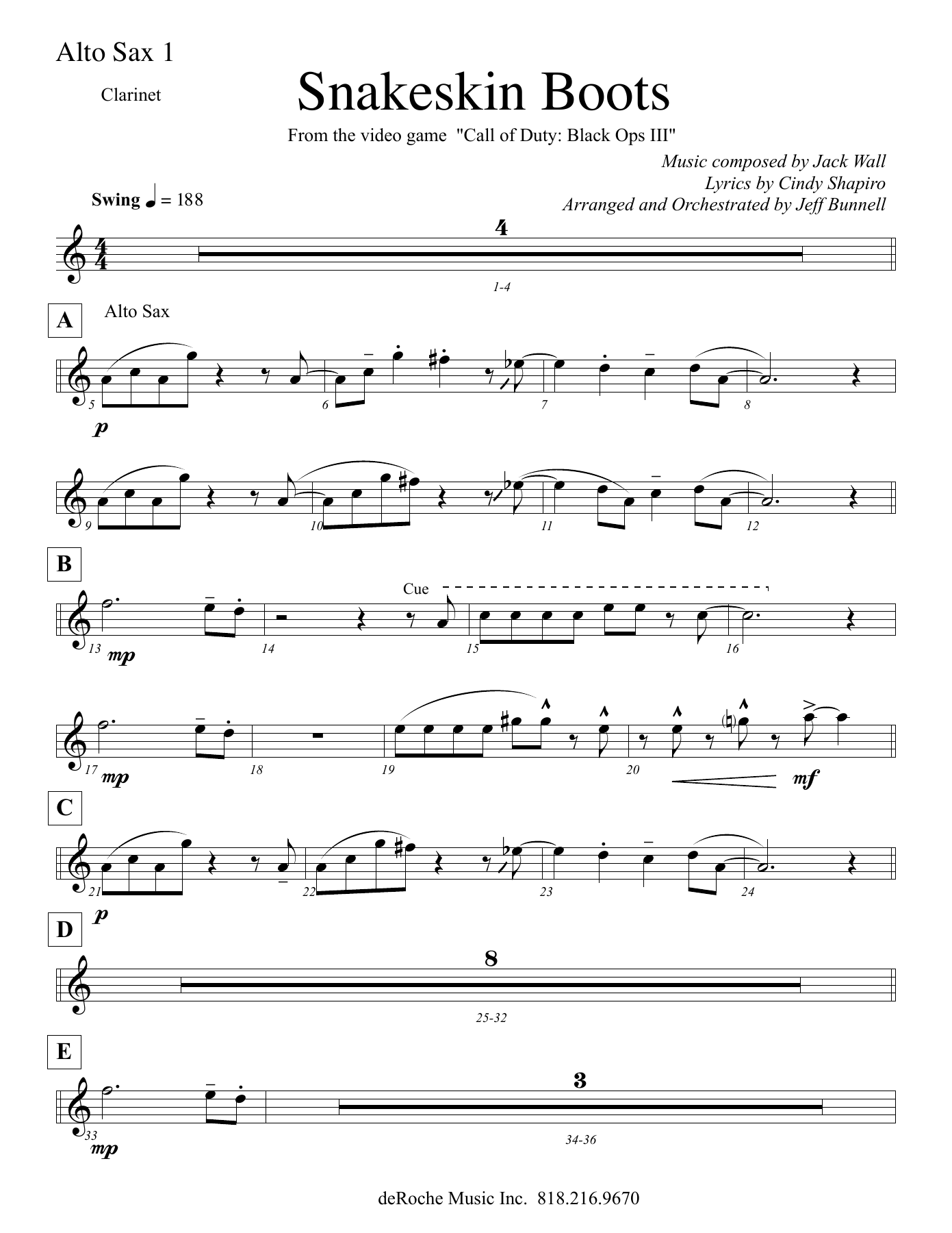 Snakeskin Boots - 02 A. Sx. — big_band_vocal sheet music arranged by Jeff Bunnell | Swing
