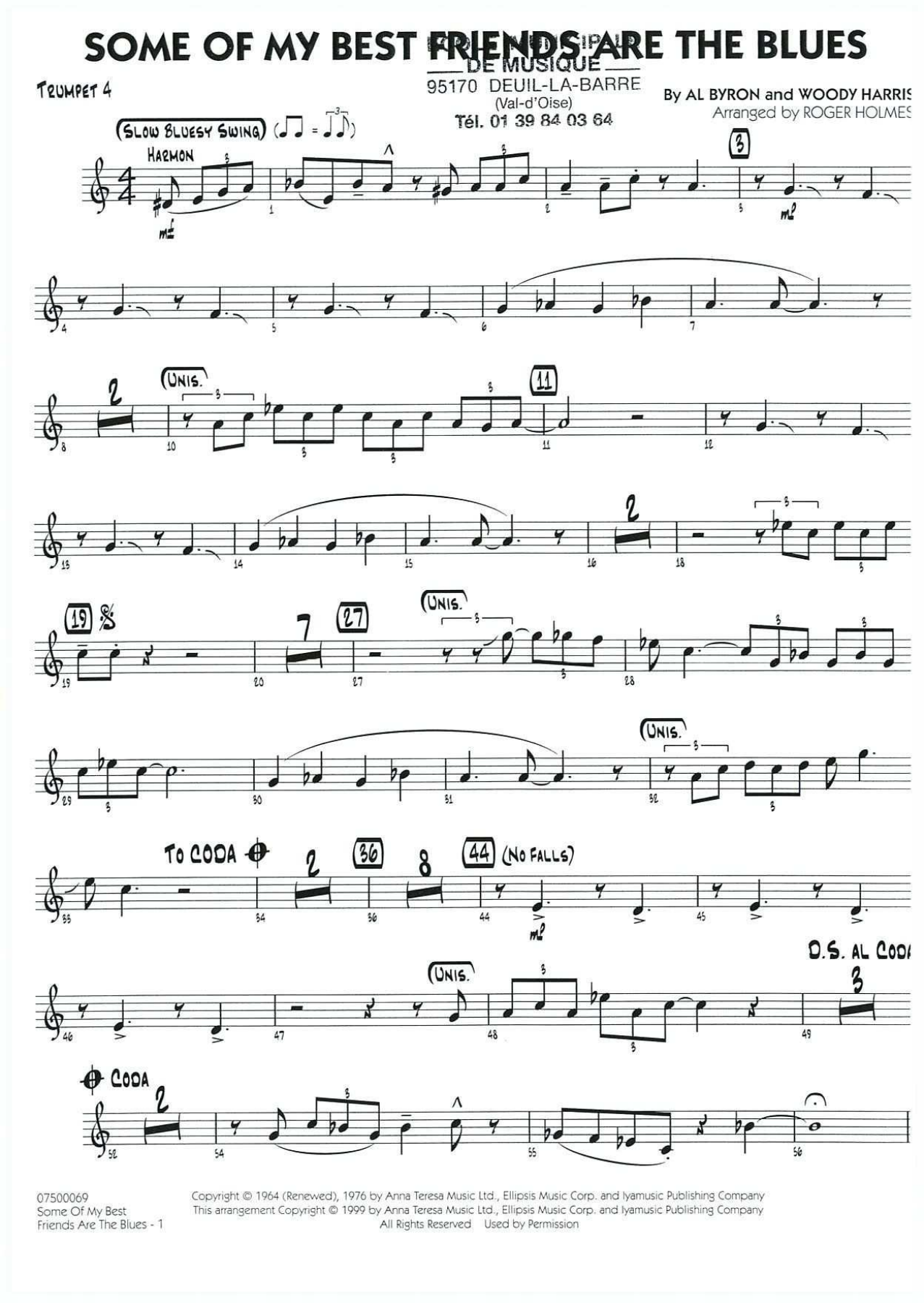 Some of my best - 09 Trompette — Big Band Vocal sheet music by ROGER HOLMES | Slow Bluesy Swing