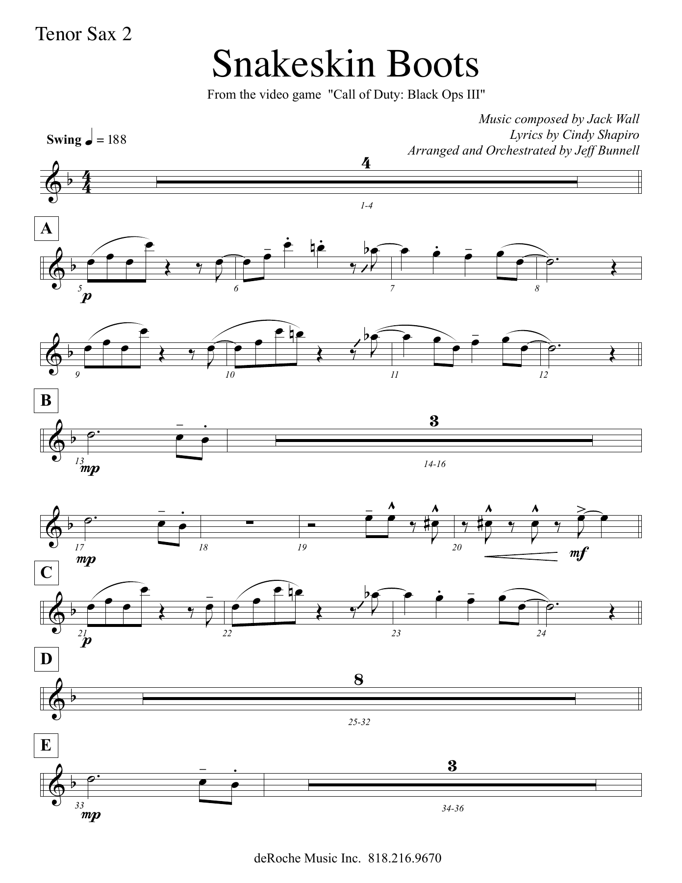 Snakeskin Boots - 05 T. Sx. — sheet music cover (first page)
