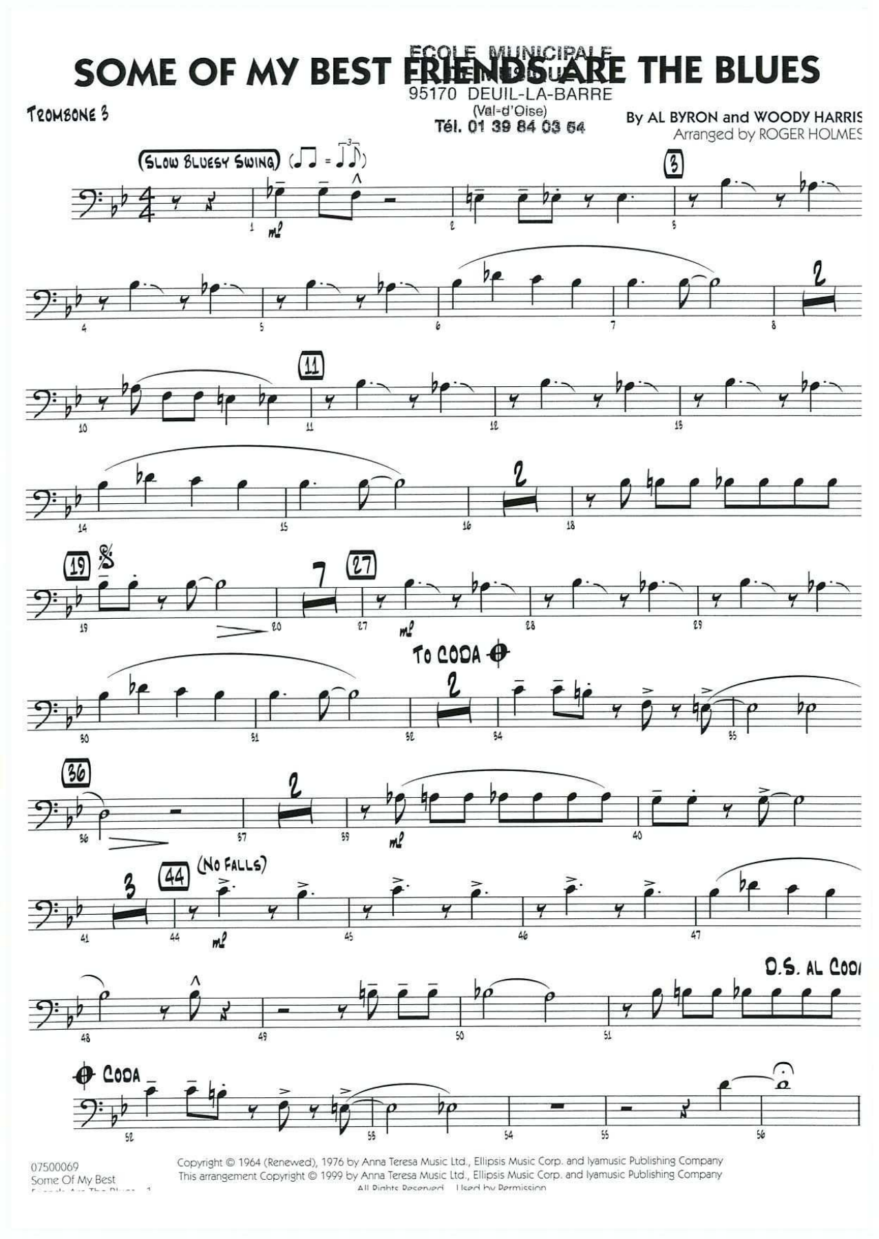 Some of my best - 12 Trombone — Big Band Vocal sheet music by ROGER HOLMES | Slow Bluesy Swing