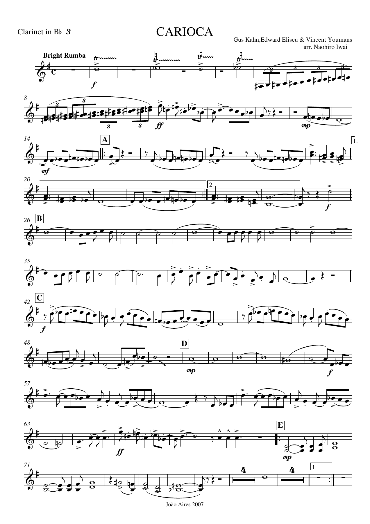 Clarinete Sib III — sheet music cover (first page)