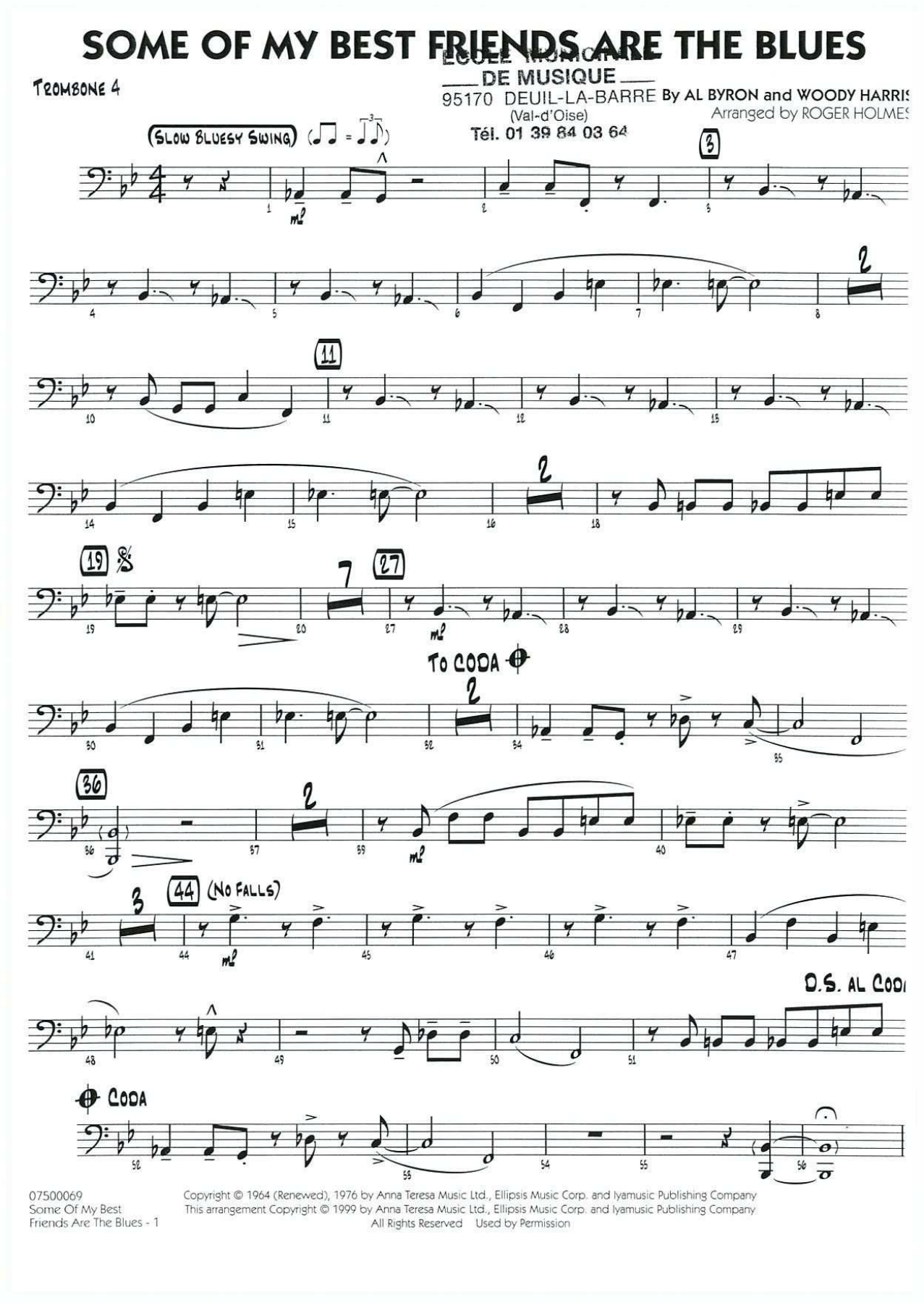 Some of my best - 13 Trombone — Big Band Vocal sheet music by ROGER HOLMES | Slow Bluesy Swing