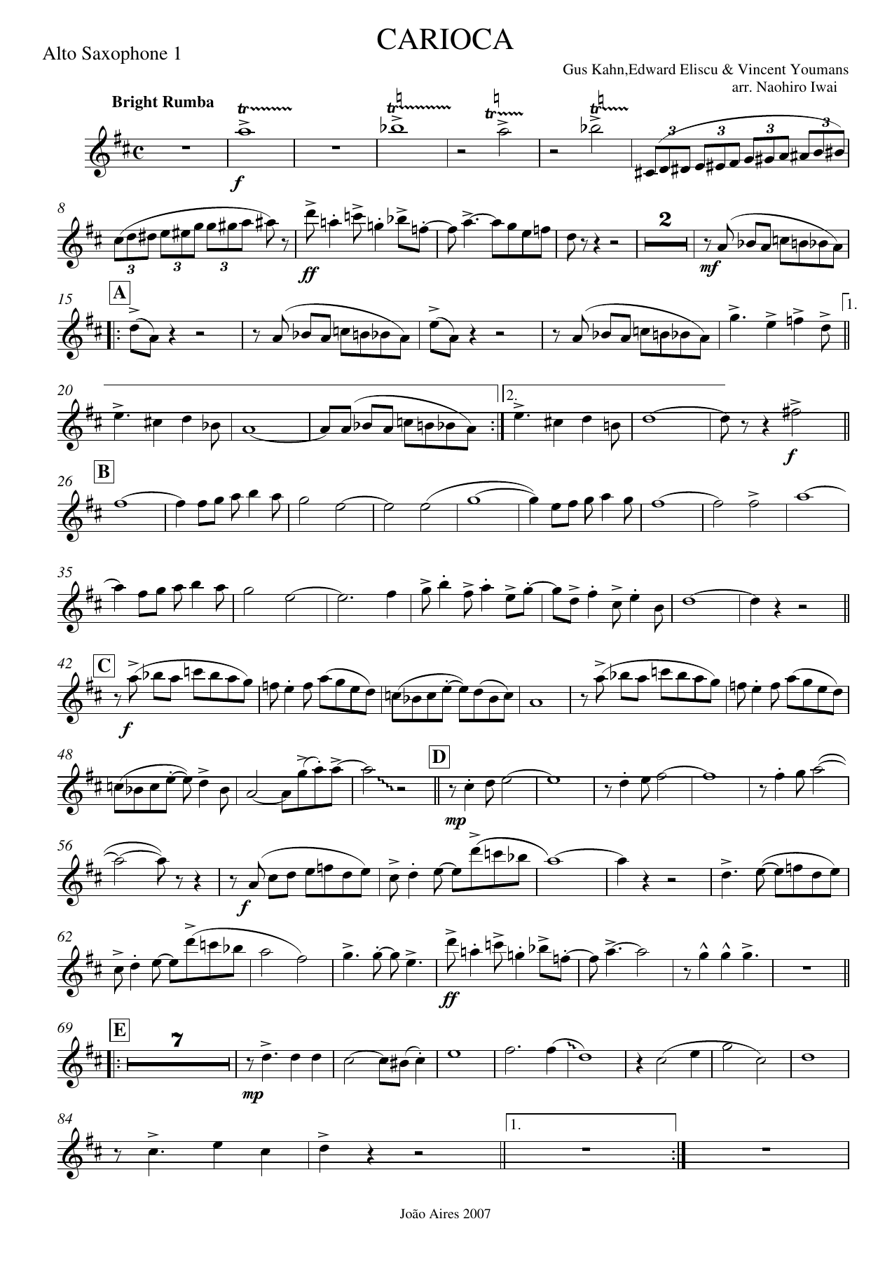 Saxofone Alto Mib I — sheet music cover (first page)