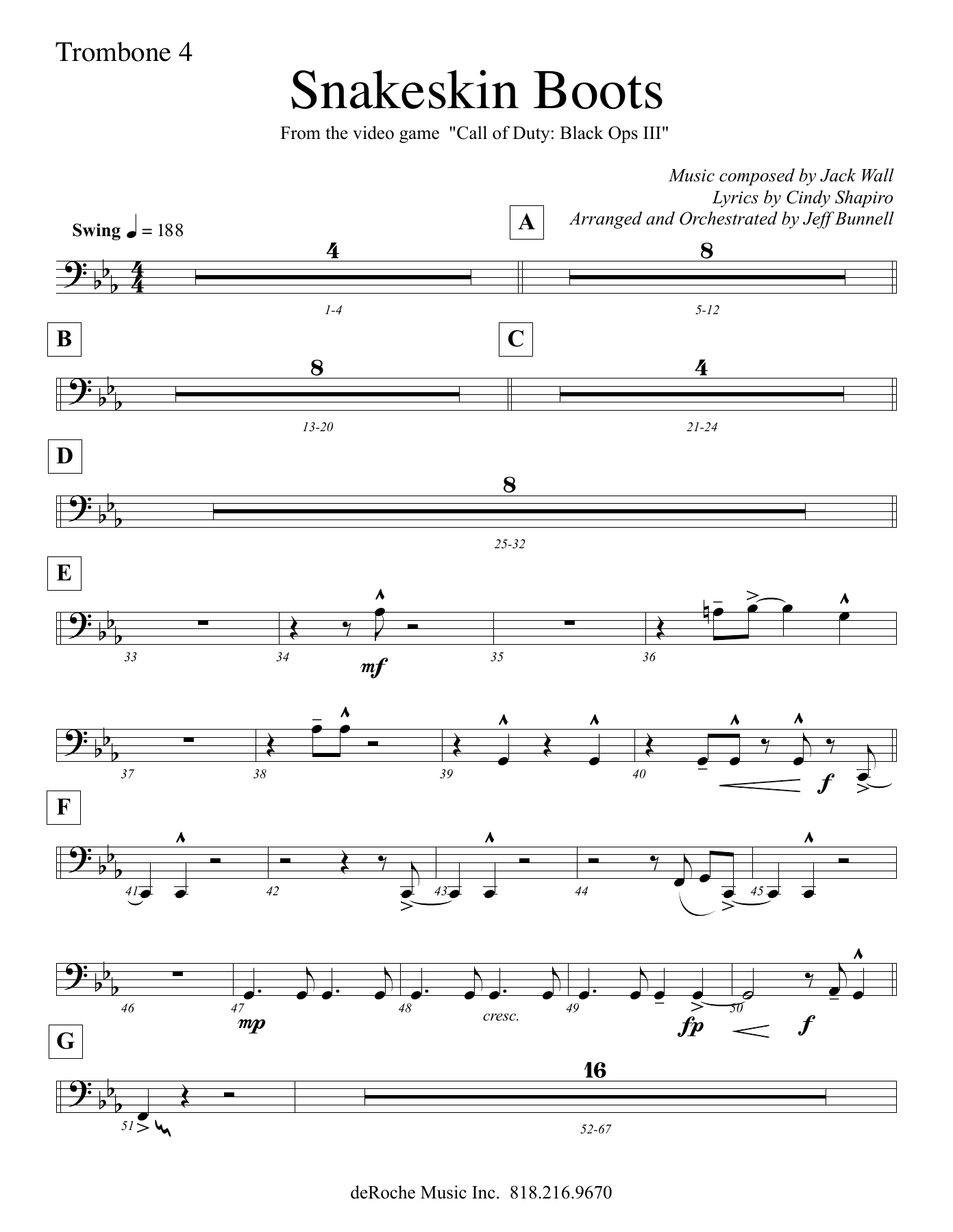 Snakeskin Boots - 14 Tbn. — big_band_vocal sheet music arranged by Jeff Bunnell | Blues