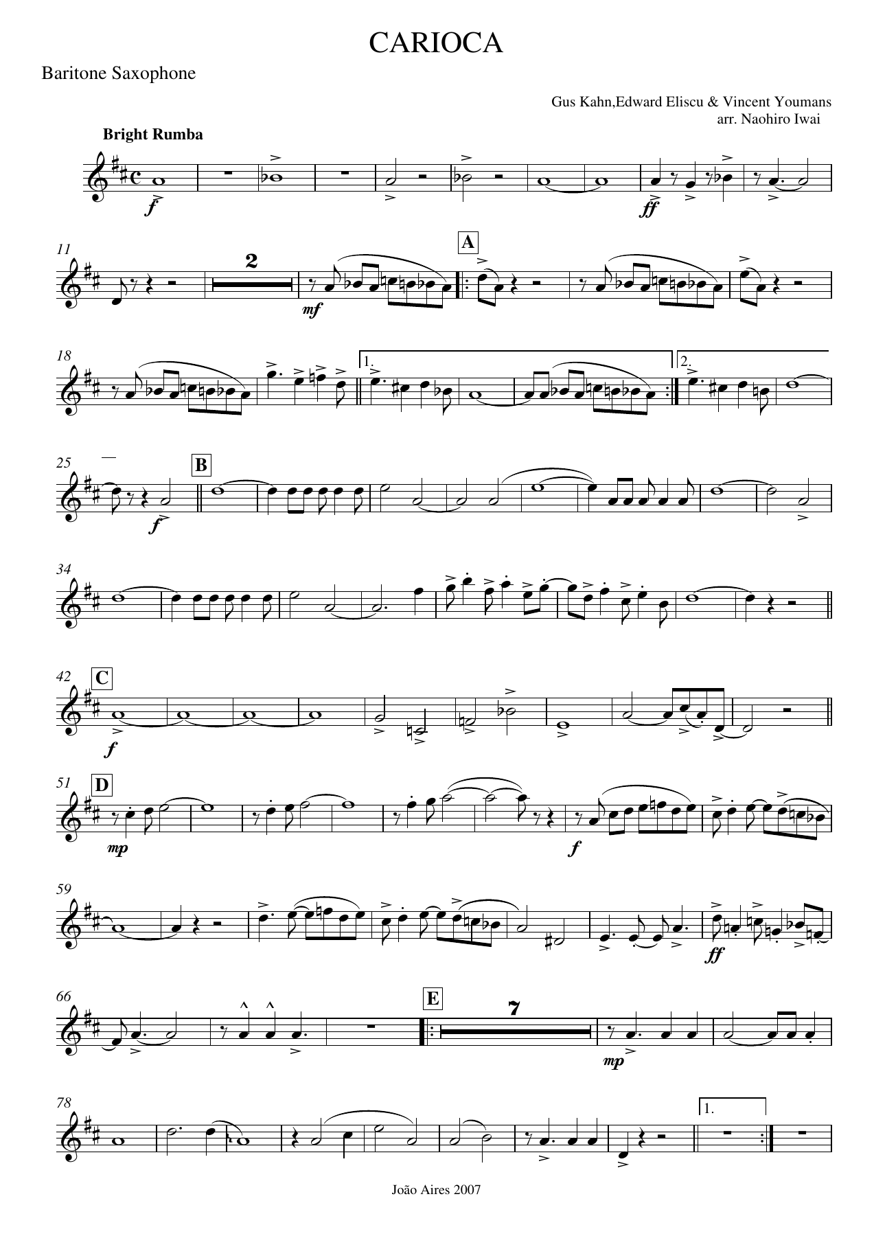 Saxofone Baritono Mib — sheet music cover (first page)