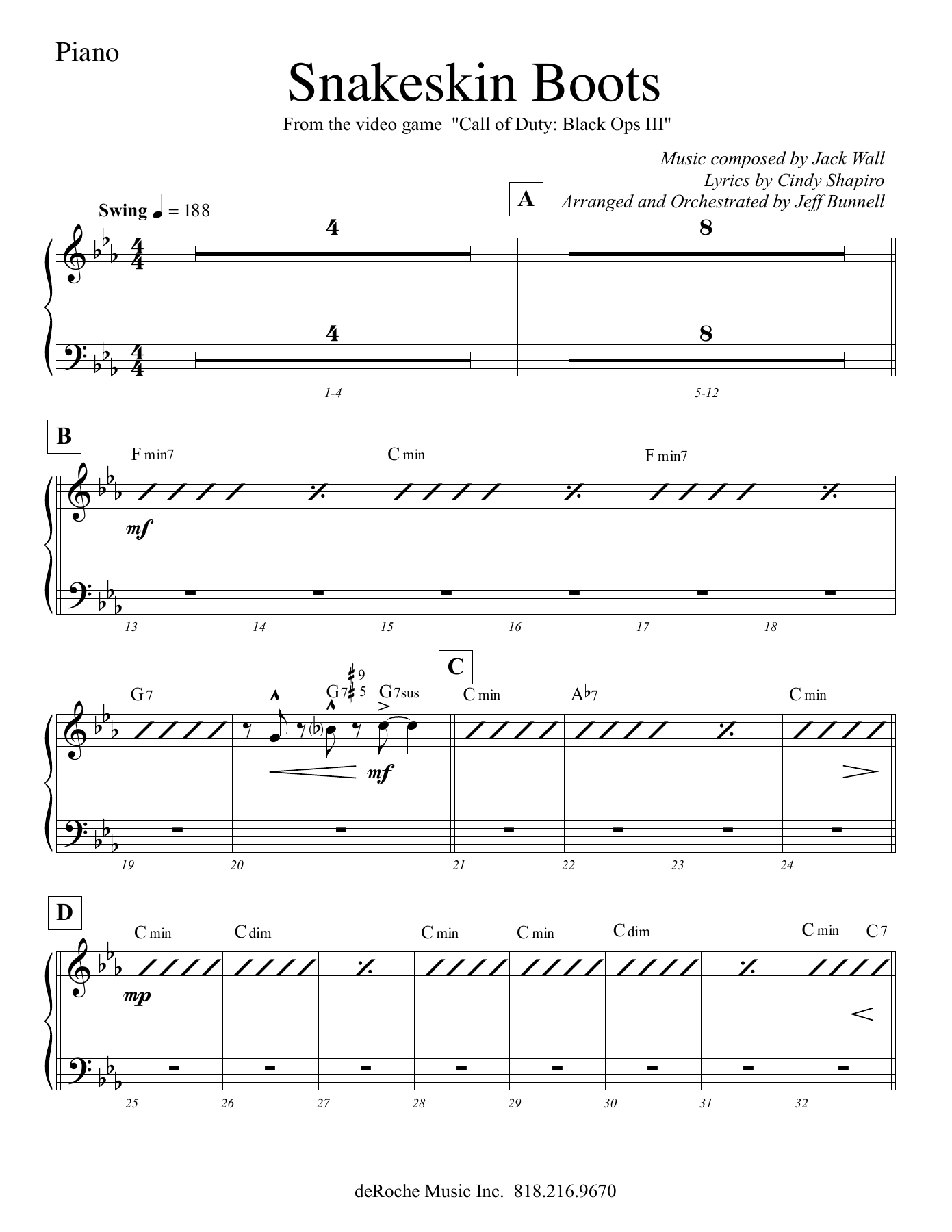 Snakeskin Boots - 15 Piano — big_band_vocal sheet music arranged by Jeff Bunnell | Blues