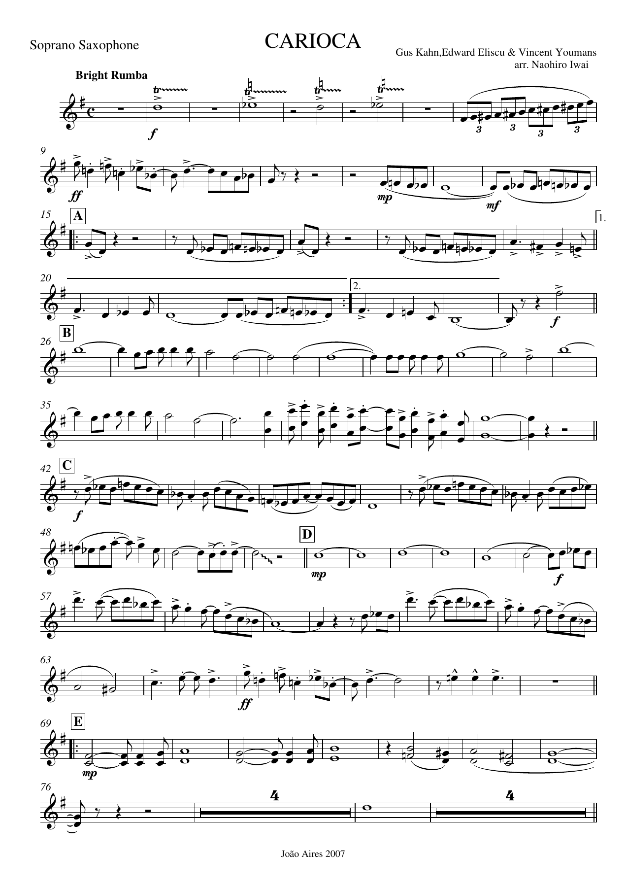 Saxofone Soprano Sib — sheet music cover (first page)