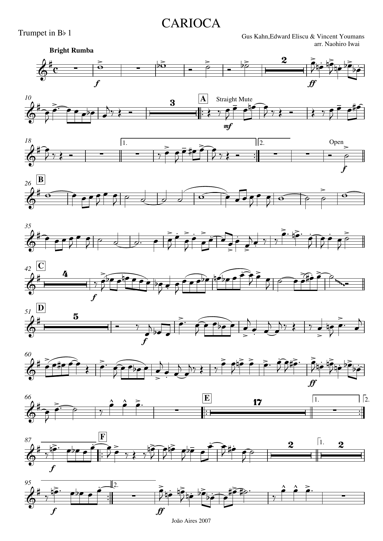 Trompete Sib I — sheet music cover (first page)