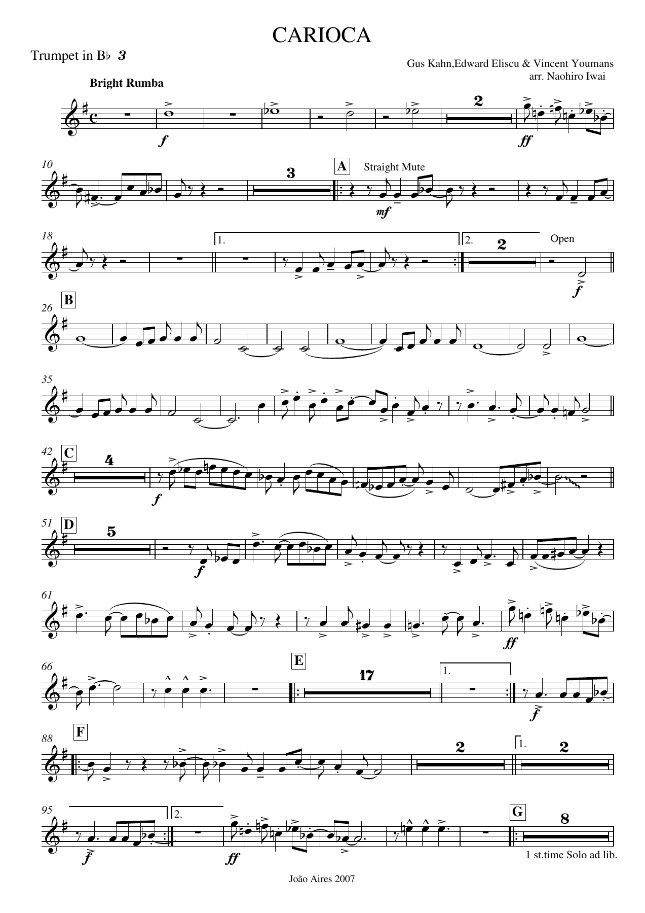 Trompete Sib III — sheet music cover (first page)