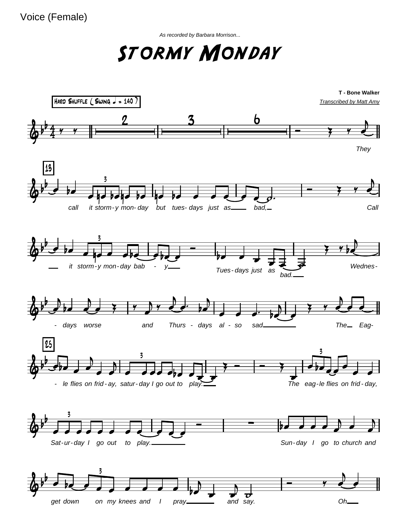 Stormy Monday - parts - 51 pages — sheet music preview