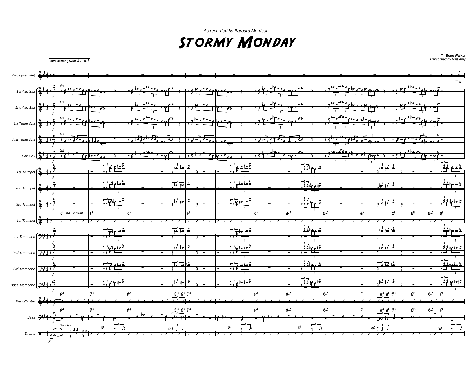 Stormy Monday - score - 11 pages — sheet music cover (first page)