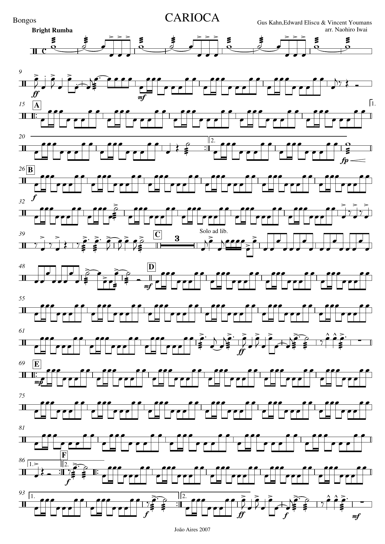 Bongos — sheet music cover (first page)