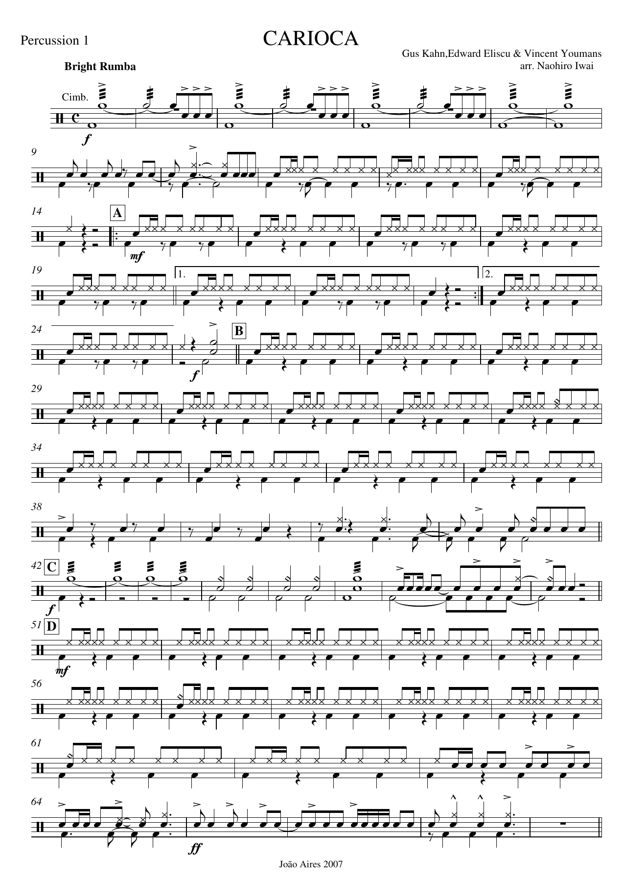 Percussao I — sheet music cover (first page)