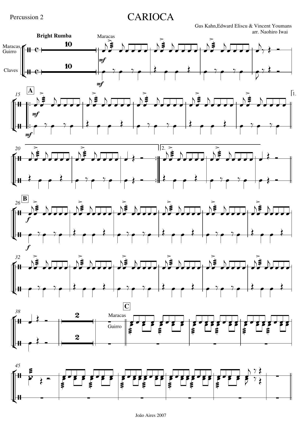 Percussao II — sheet music cover (first page)