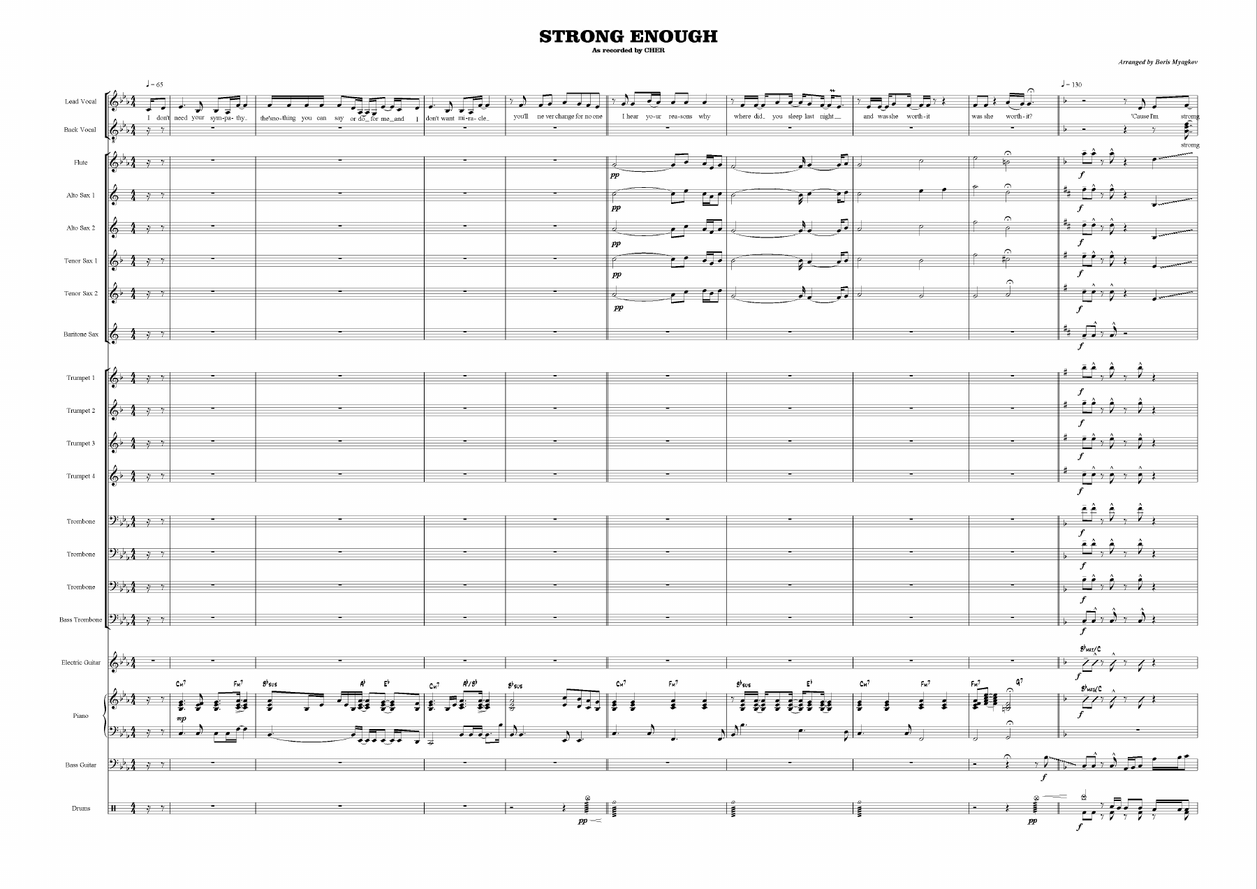 Strong Enough - Cm - Cher - Boris Myagkov - Vocal Group — sheet music preview