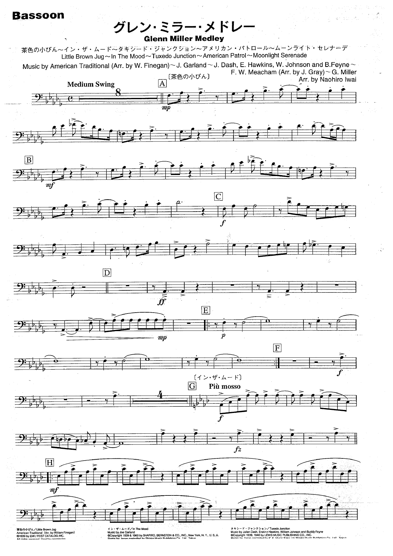 Glen Miller Medley — sheet music cover (first page)