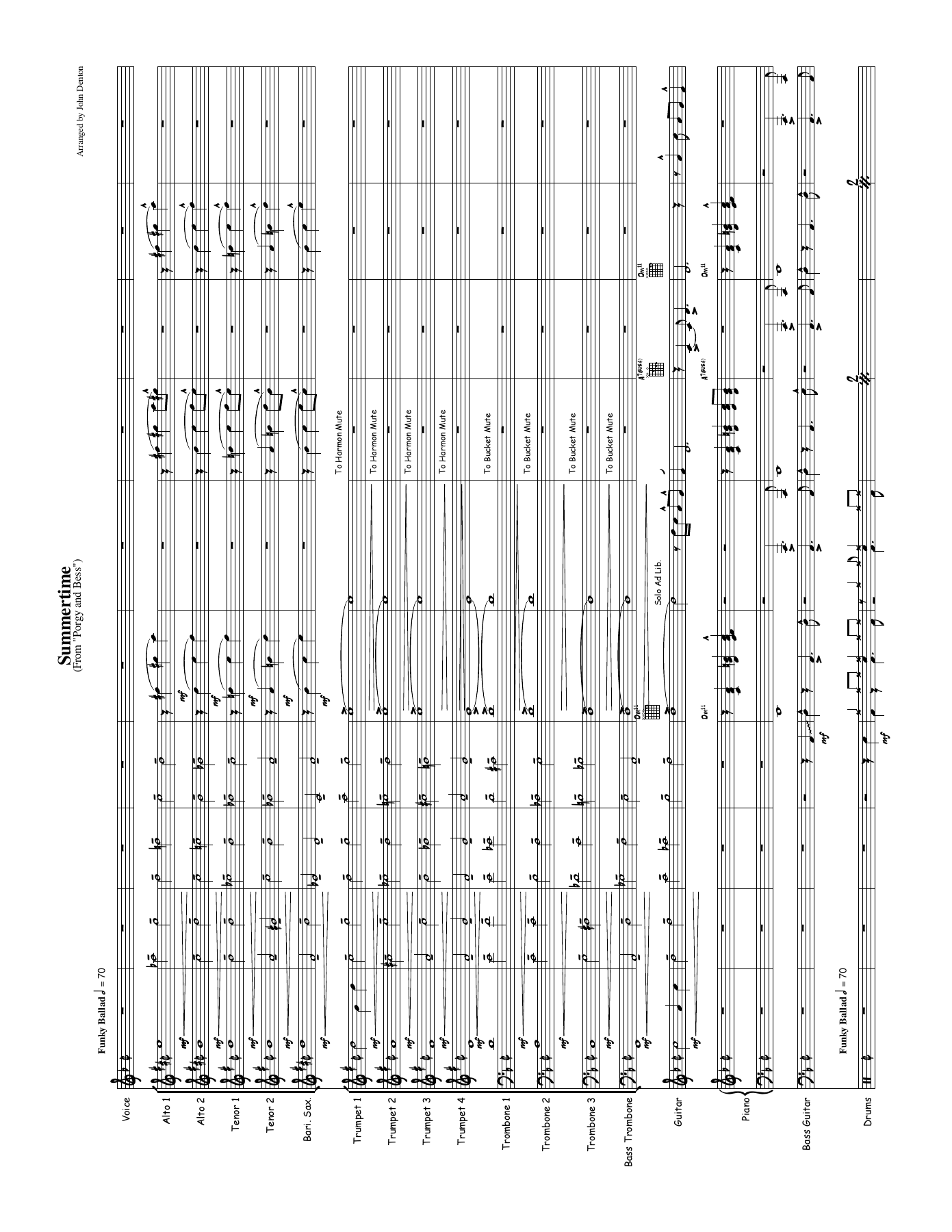 Summertime Score — big_band_vocal sheet music arranged by John Denton | Jazz Standard
