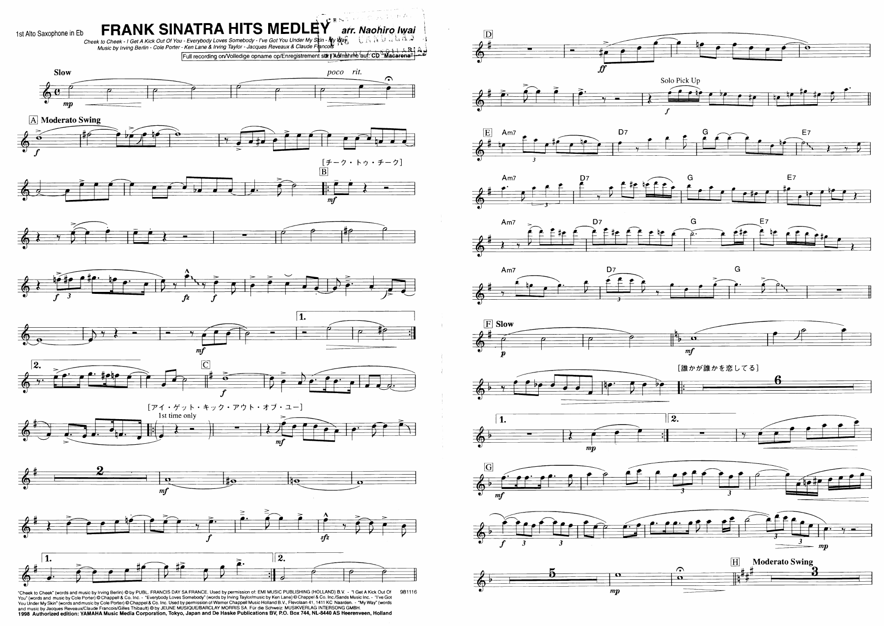 11 saxo alto — sheet music cover (first page)