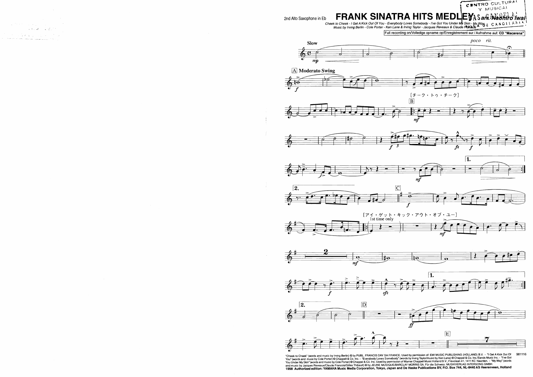 12 saxo alto — sheet music cover (first page)