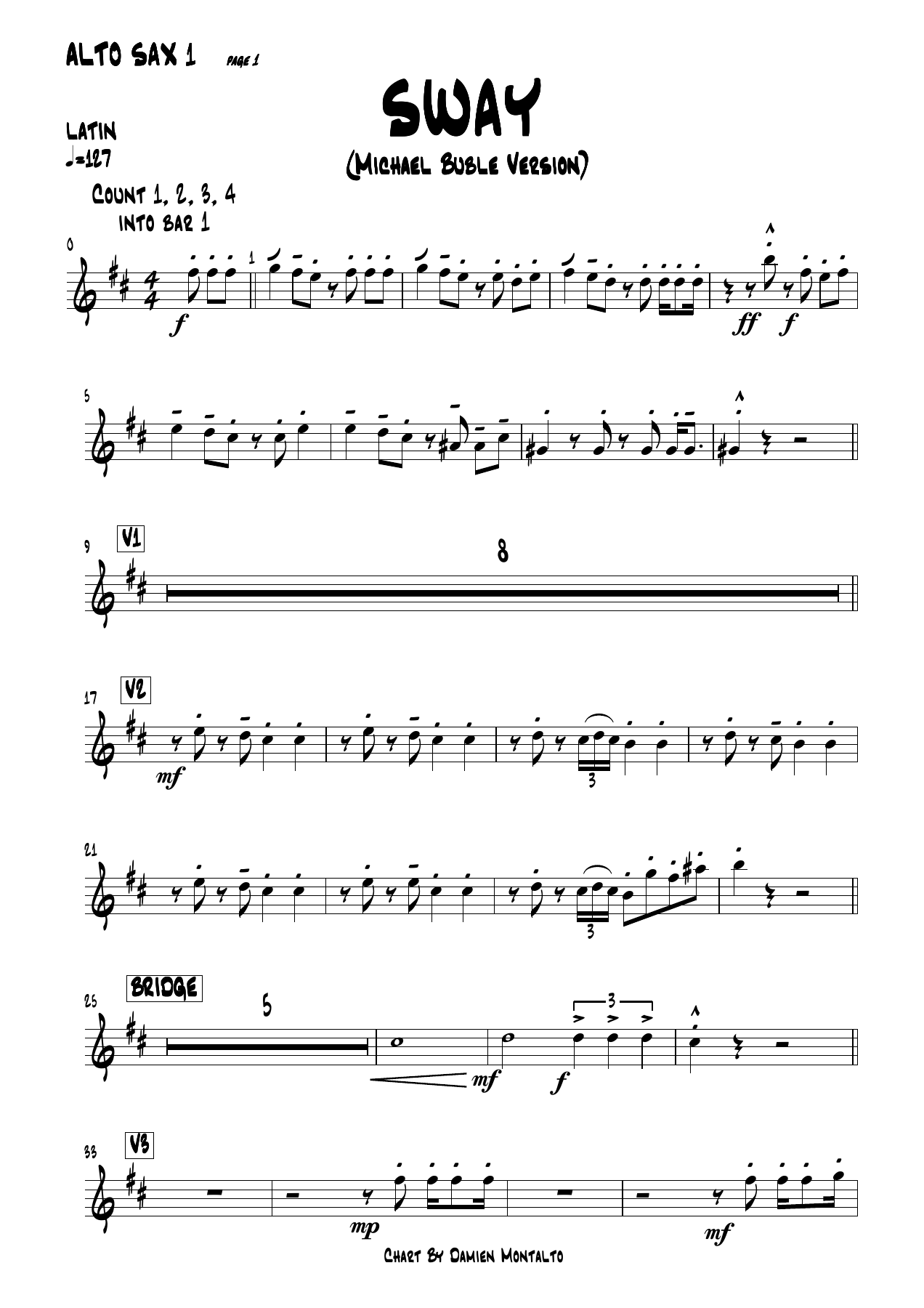 Sway ALTO — sheet music cover (first page)
