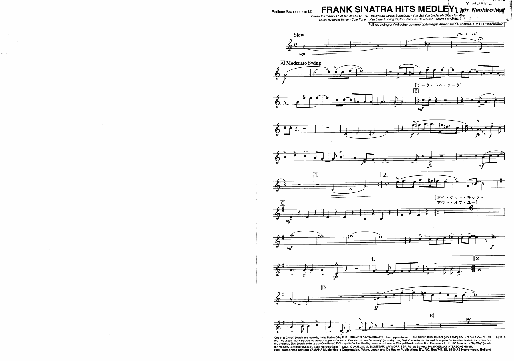 15 saxo baritono — sheet music cover (first page)