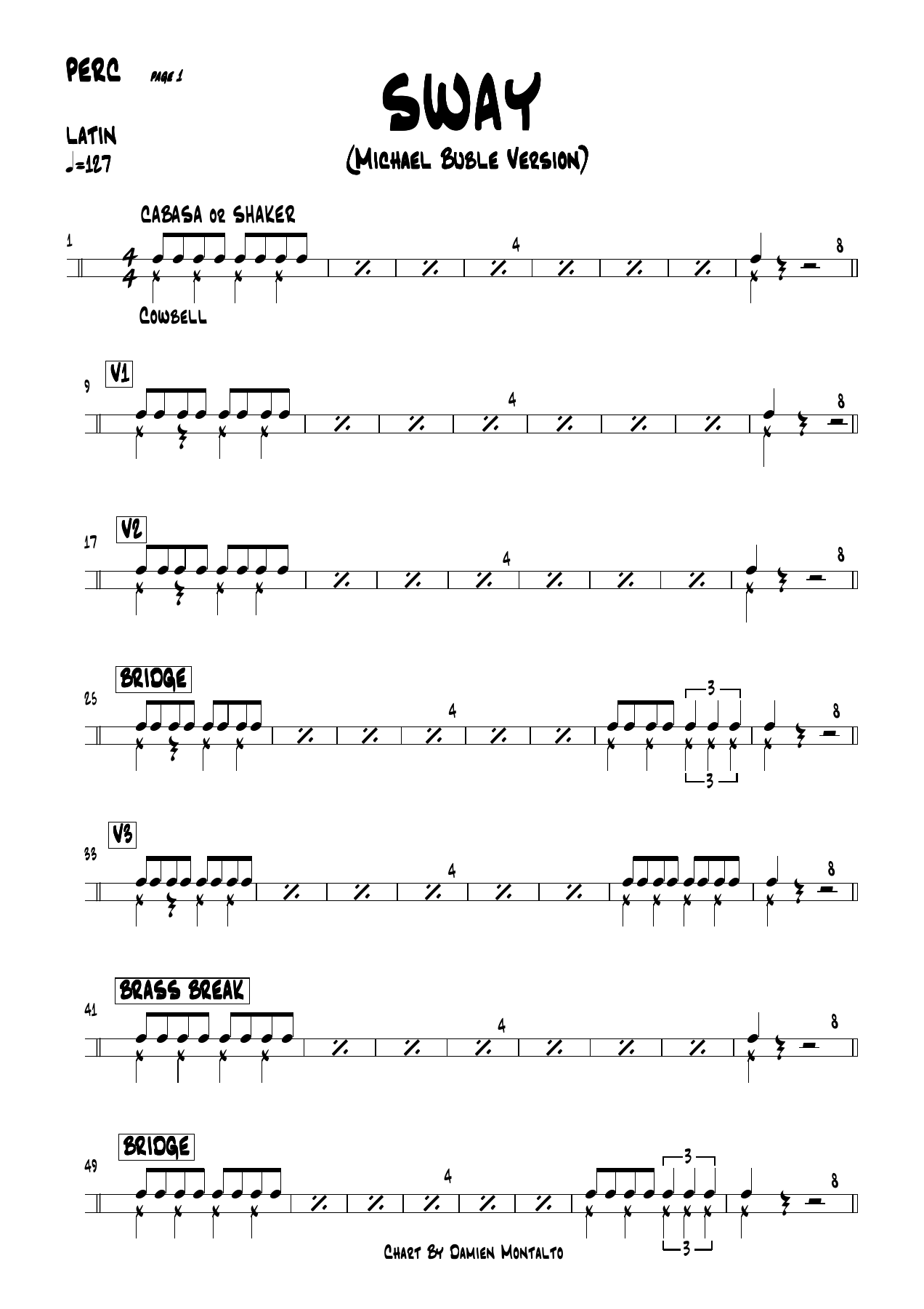 Sway PERCUSION — sheet music cover (first page)