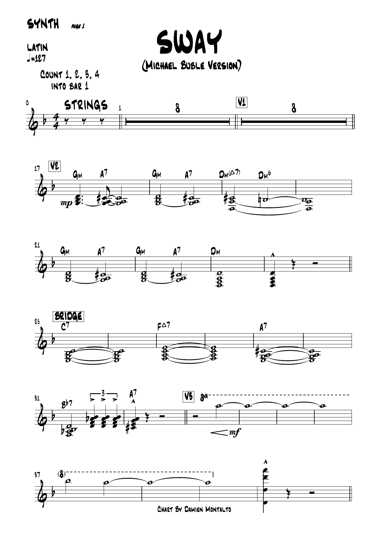 Sway SINTETIZADOR — sheet music cover (first page)