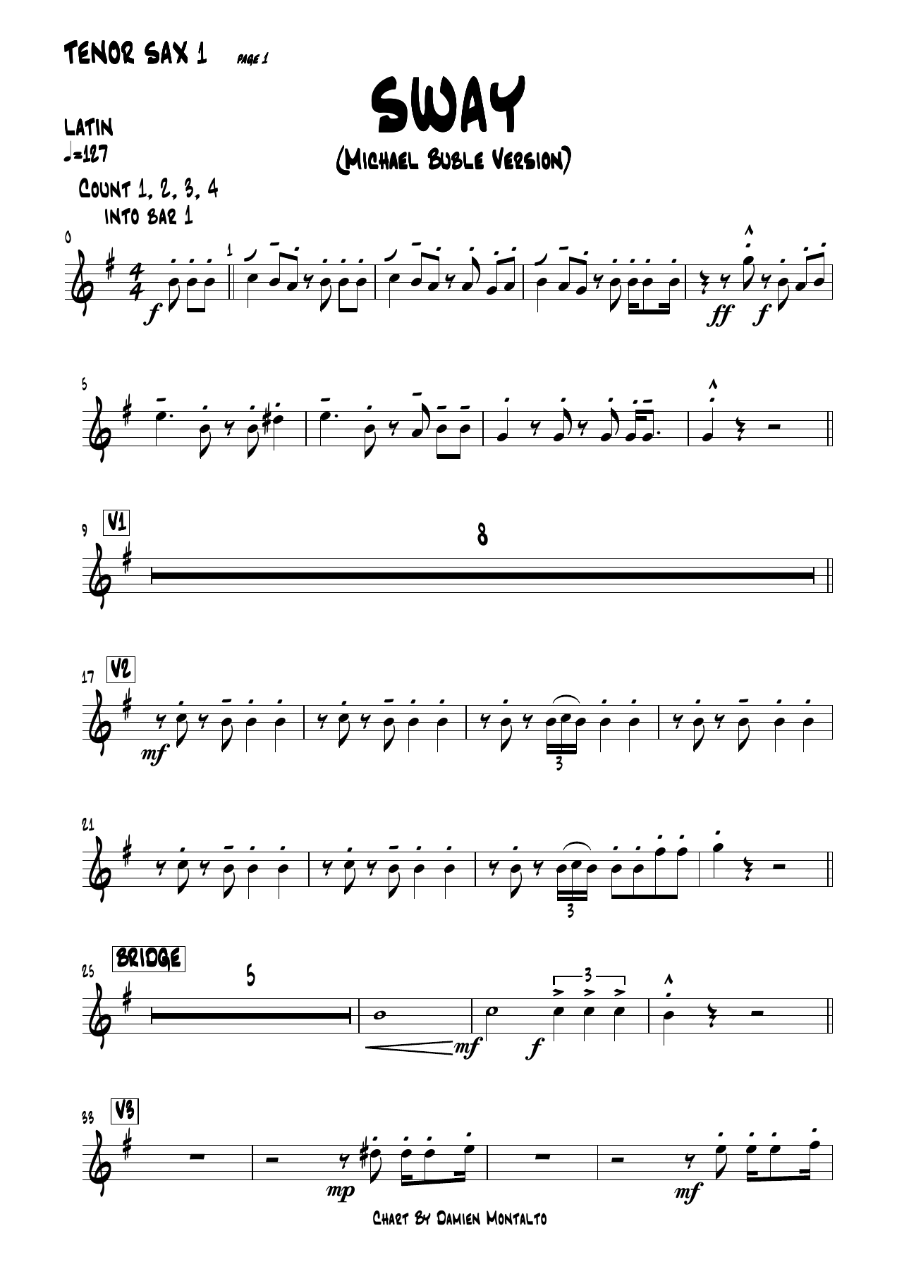 Sway TENOR — sheet music cover (first page)