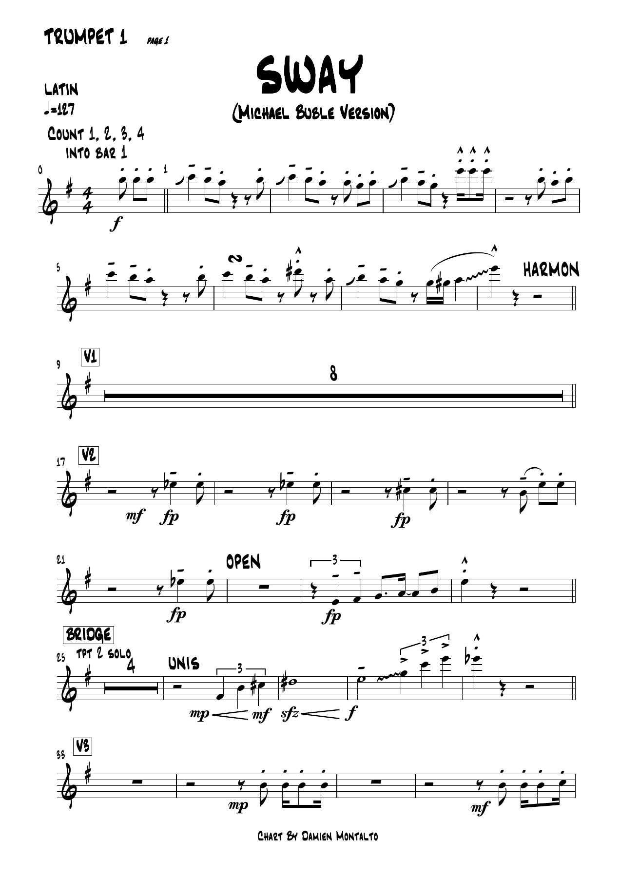 Sway TRUMPET — sheet music cover (first page)