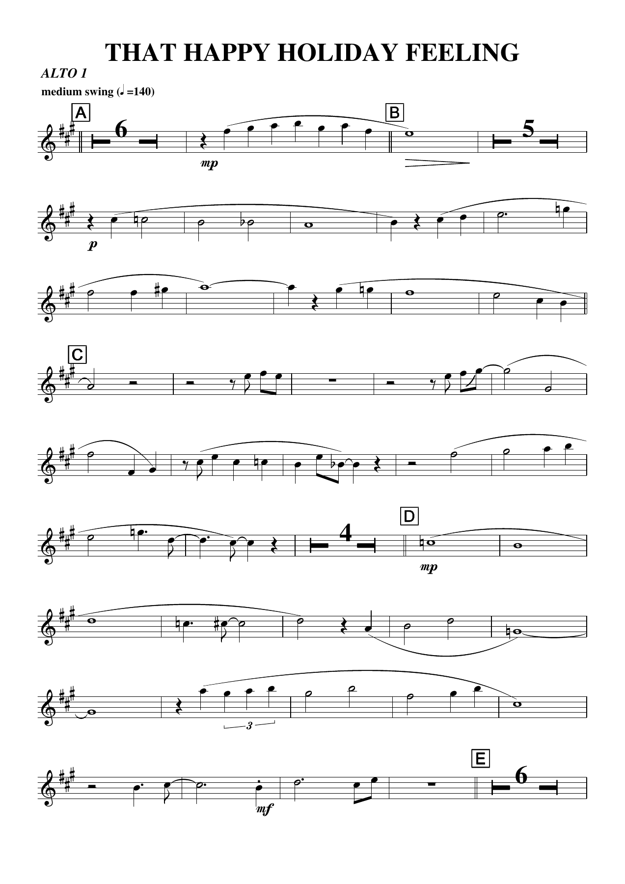 THAT HAPPY HOLIDAY FEELING alto — sheet music preview