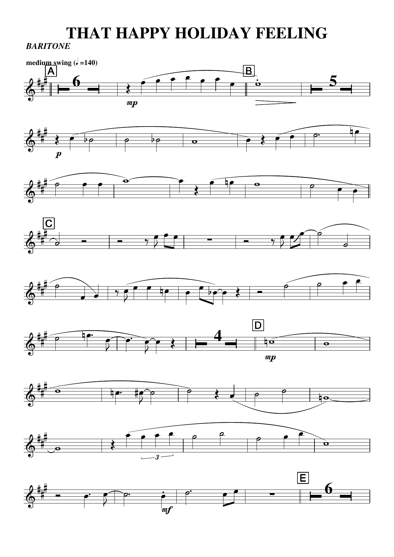 THAT HAPPY HOLIDAY FEELING baritone — sheet music preview