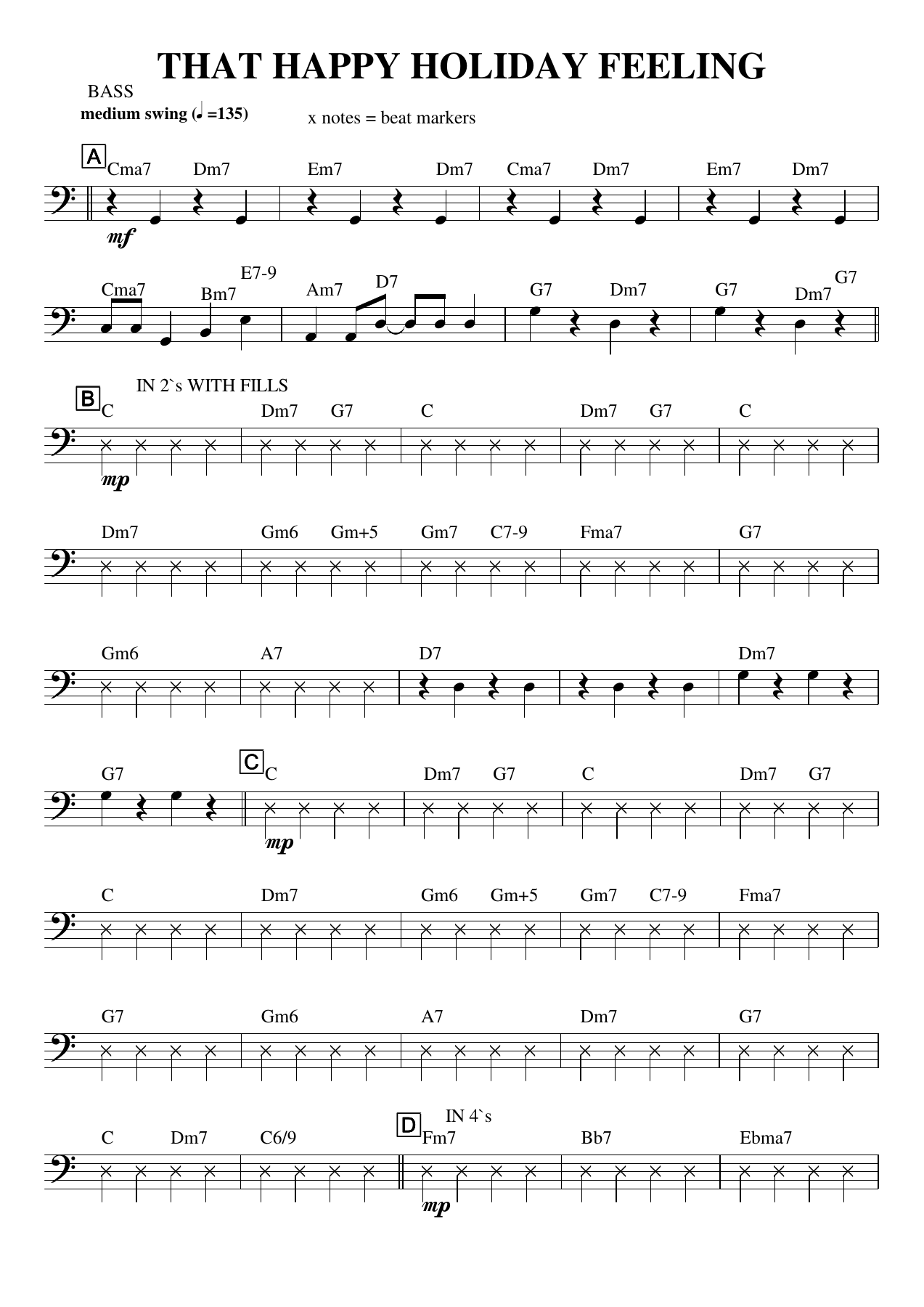 THAT HAPPY HOLIDAY FEELING bass — sheet music cover (first page)