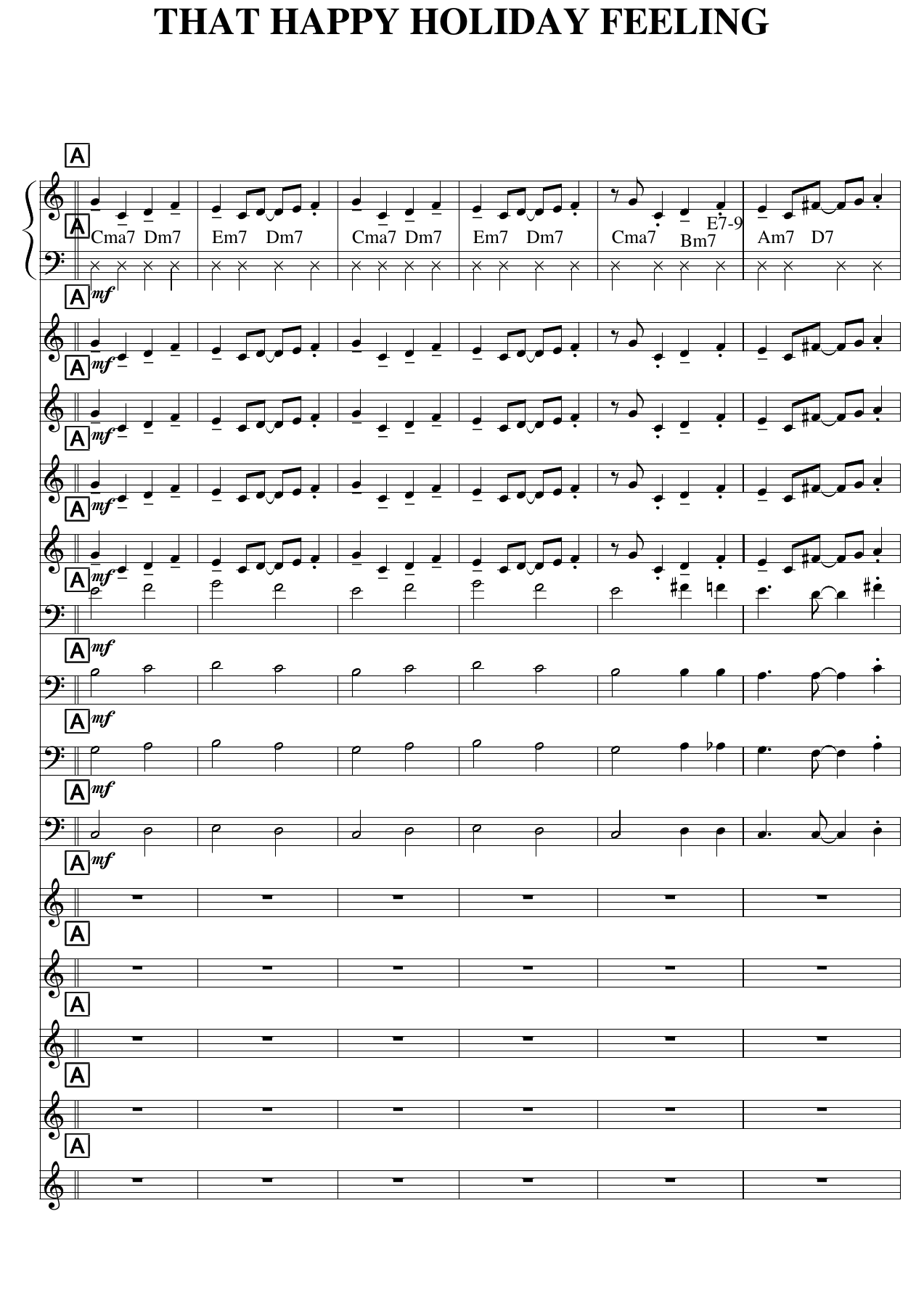 THAT HAPPY HOLIDAY FEELING block — sheet music cover (first page)