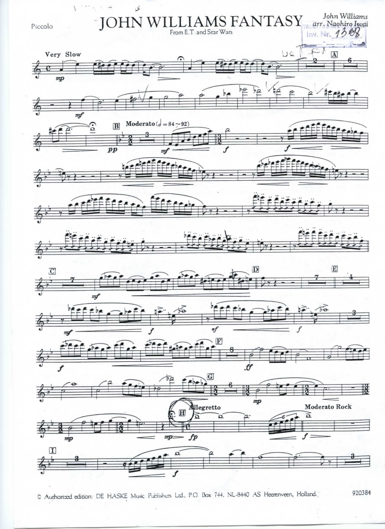 williams.fantasy.parts — sheet music cover (first page)