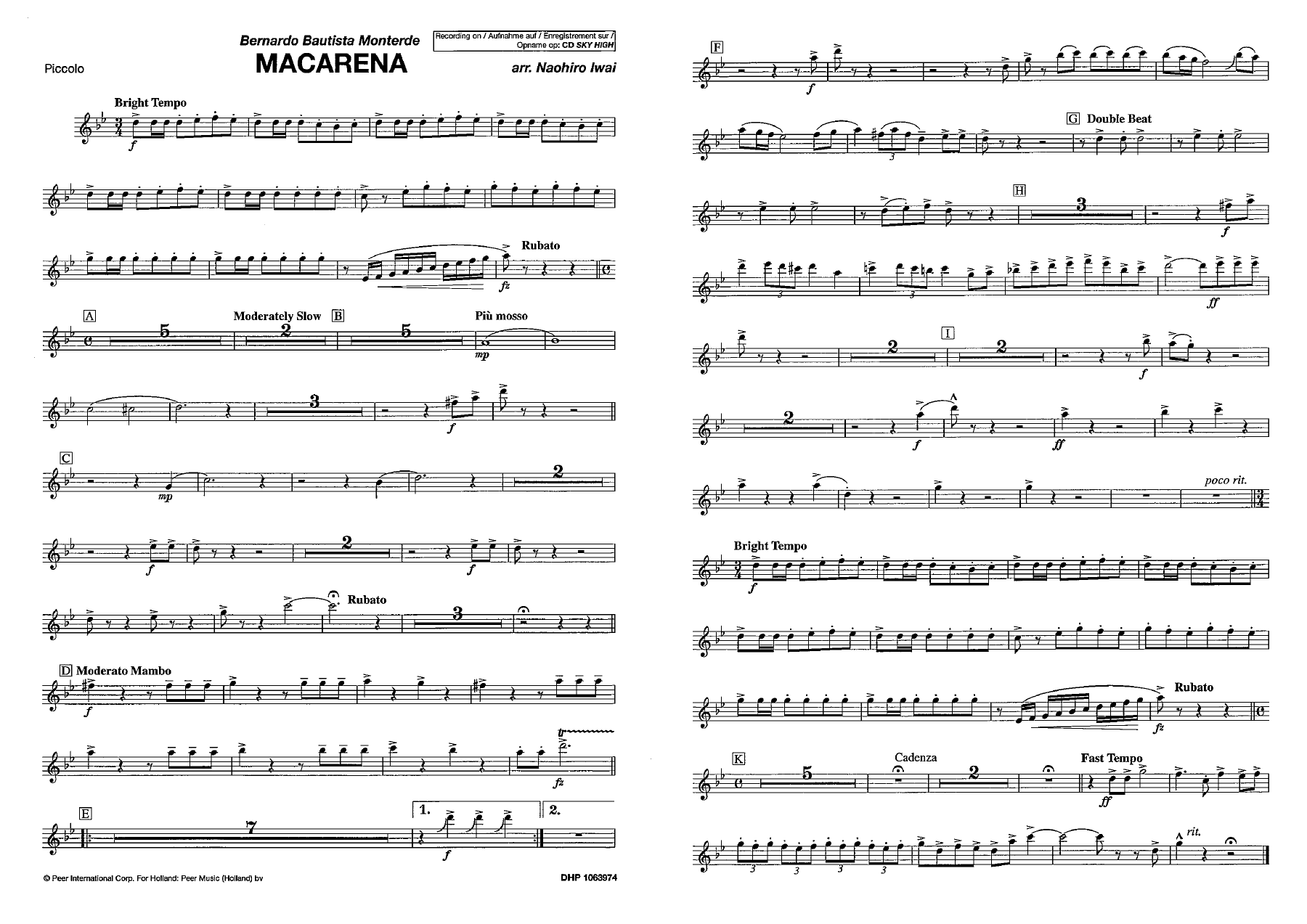 Naohiro Iwai — sheet music cover (first page)