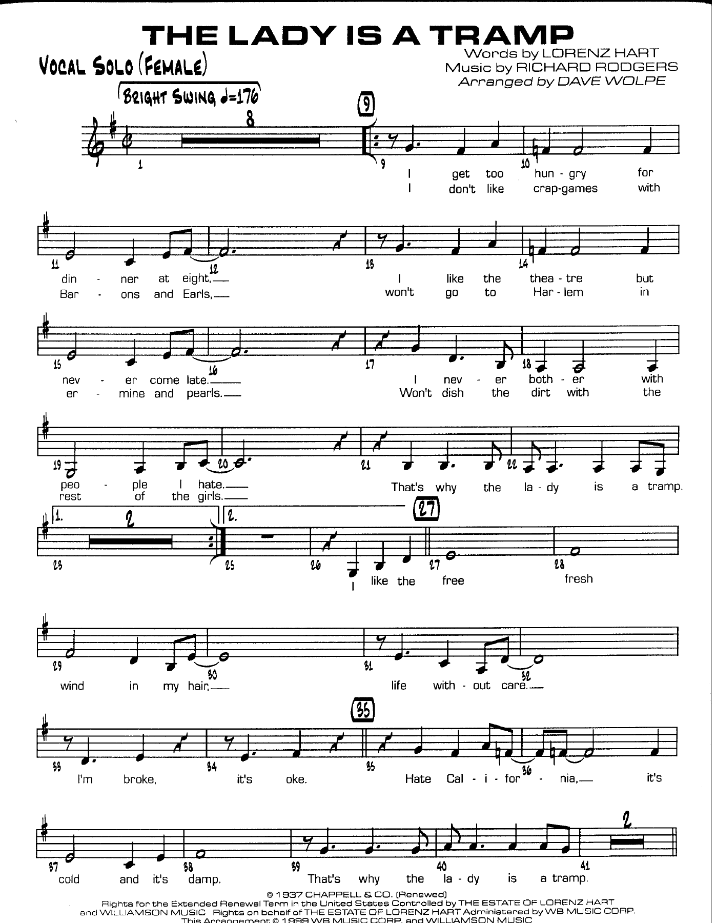 Vocal Pg 1 female — sheet music cover (first page)