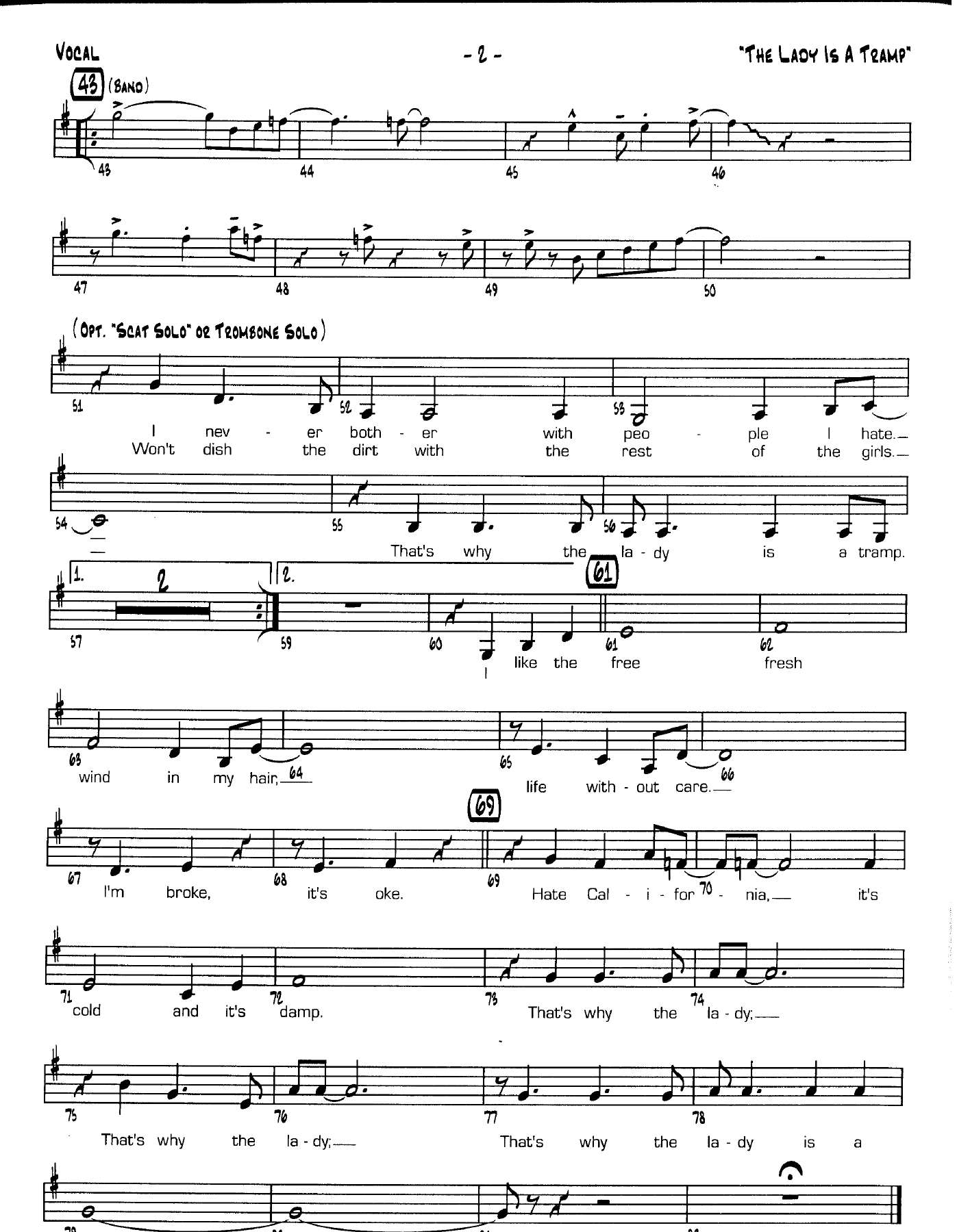 Vocal Pg 2 female — big_band_vocal sheet music arranged by Mr. X | Jazz Standard