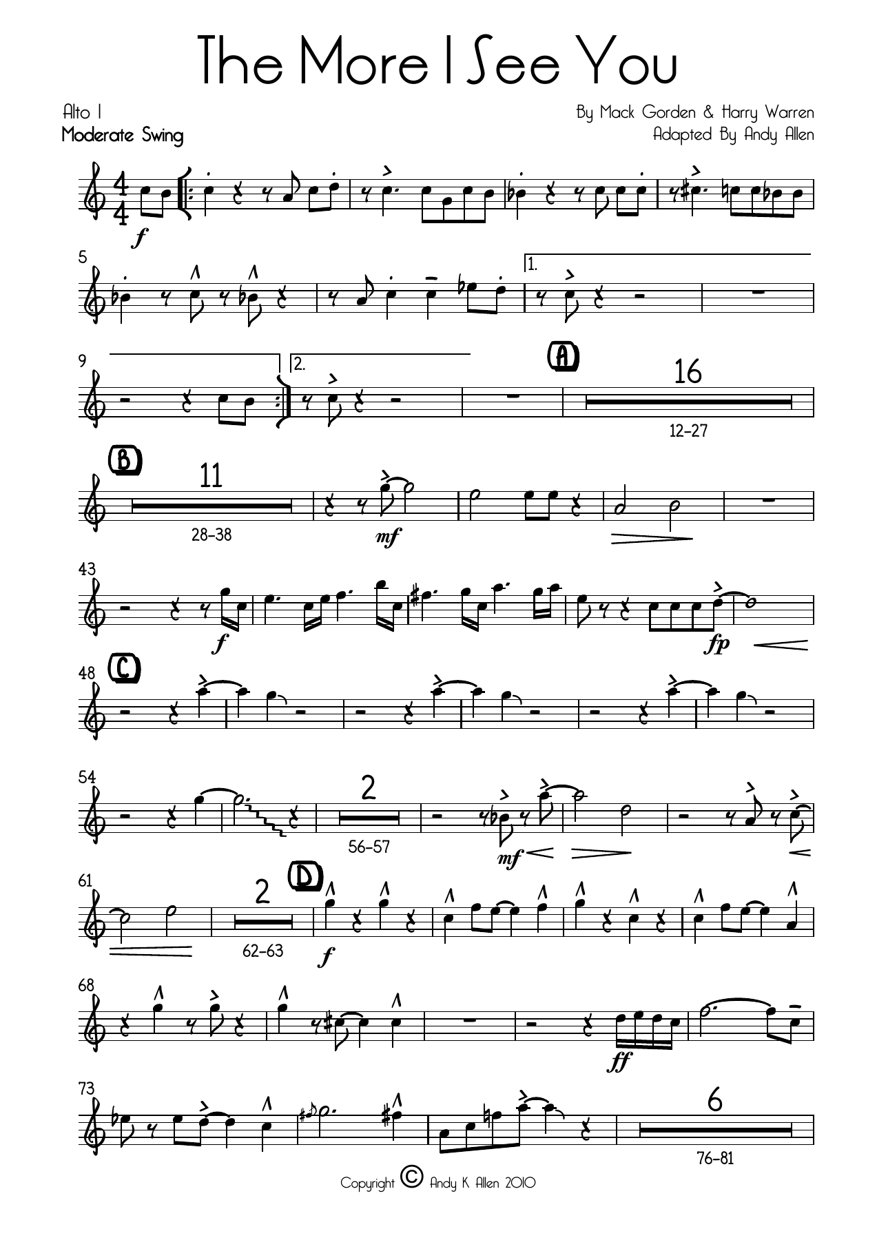 The More I See You — sheet music cover (first page)